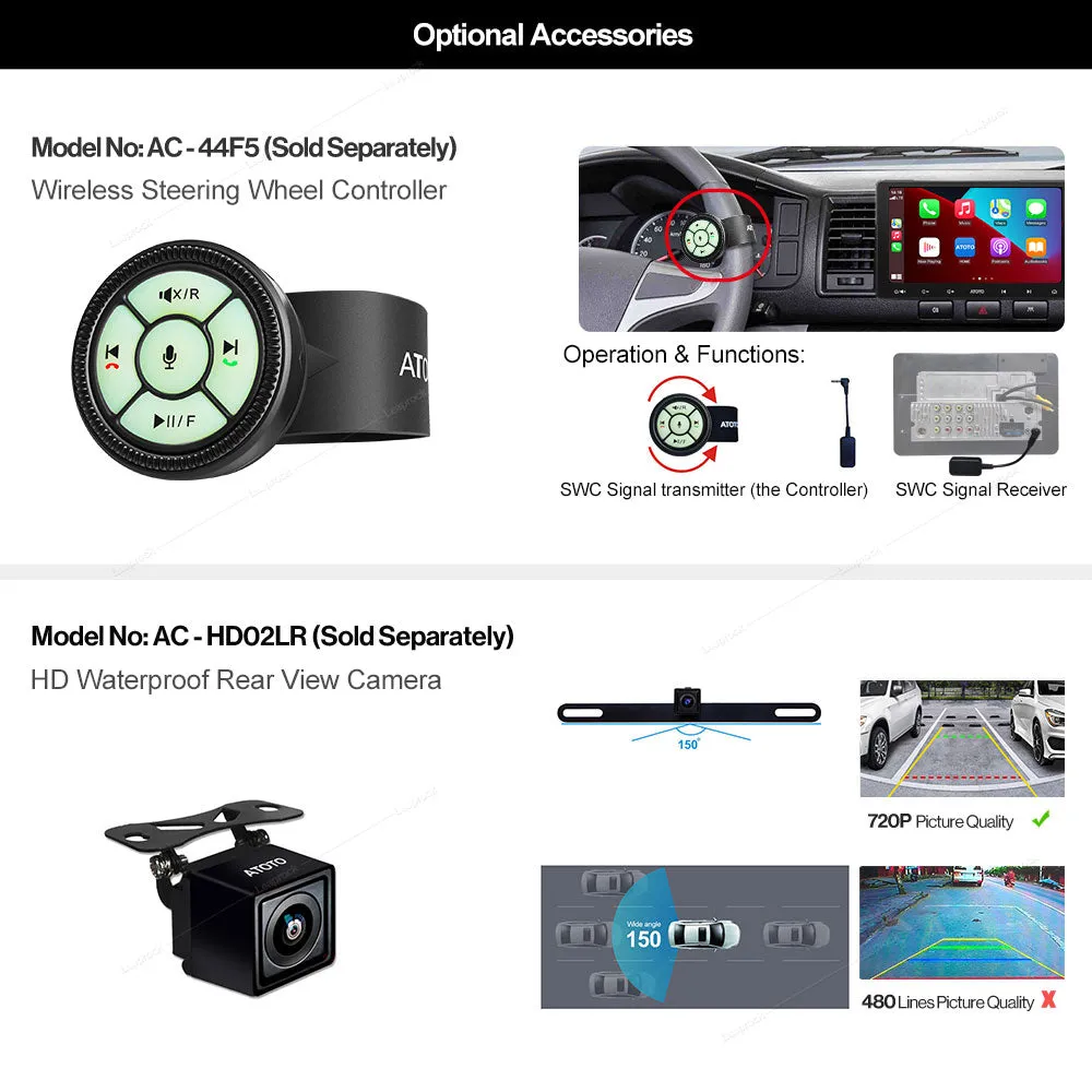 Car Stereo ATOTO F7 XE 10.1 Inch Double Din Wireless CarPlay & Android GPS QLED