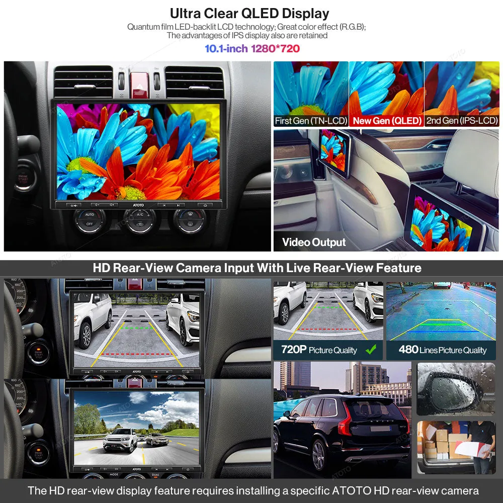 Car Stereo ATOTO F7 XE 10.1 Inch Floating Display Wireless CarPlay Android Auto