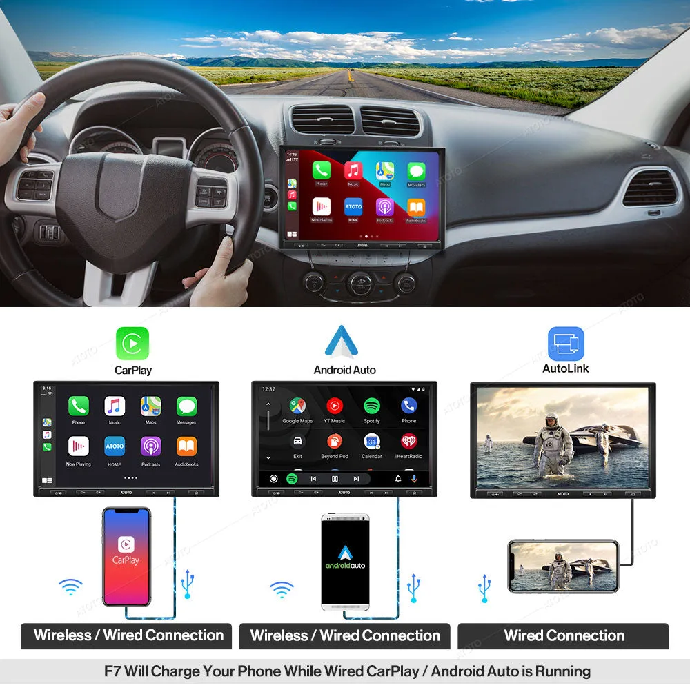 Car Stereo ATOTO F7 XE 10.1 Inch Floating Display Wireless CarPlay Android Auto