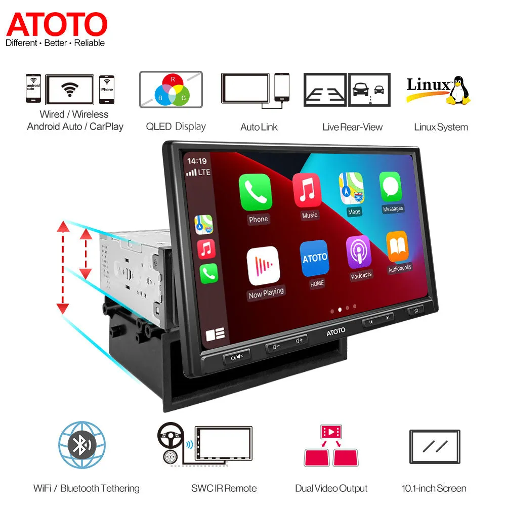 Car Stereo ATOTO F7 XE 10.1 Inch Floating Display Wireless CarPlay Android Auto