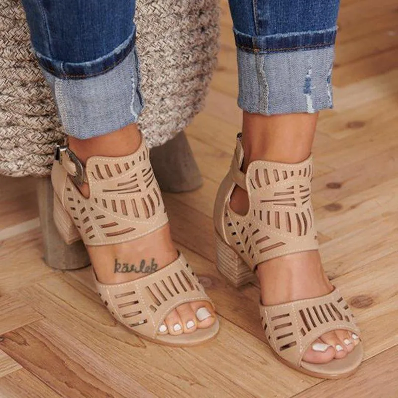 Casual Hollowed Out Patchwork Solid Color Fish Mouth Out Door Wedges Shoes (Heel Height 1.97in)(5 Colors)