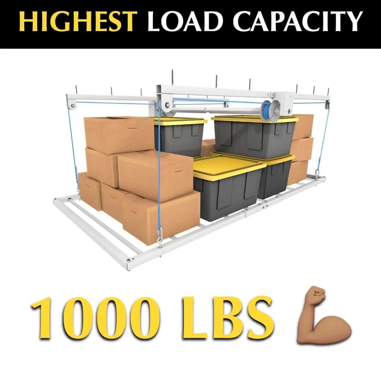 Ceiling Sam Retractable 4'x8' ceiling storage system