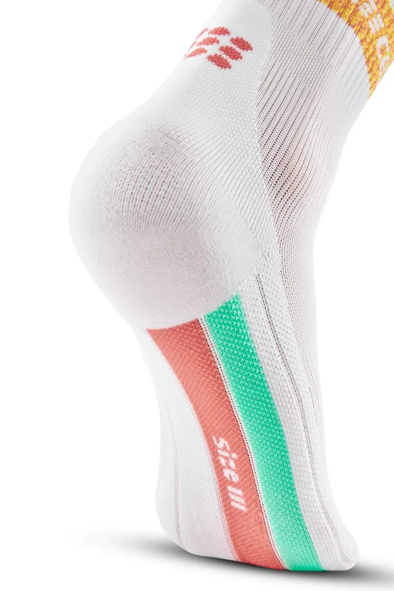 CEP Men's Miami Vibes 80's Socks Mid Cut - White/Orange&Mint