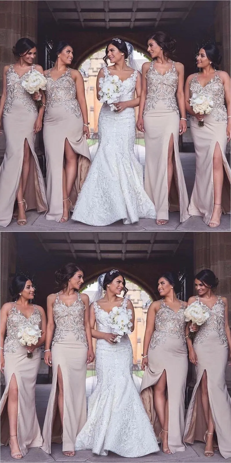 Charming Long Sexy Unique Mermaid V-Neck Bridesmaid Dresses, WG265