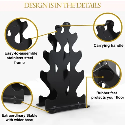 Compact Steel Dumbbell Rack, Stand Only, 4 Tier Weight Rack for Dumbbells Weighing Up To 15 lb Each - 14.60 Inches Tall by 7.90 Inches Wide Dumbbell Storage Rack for Home gym