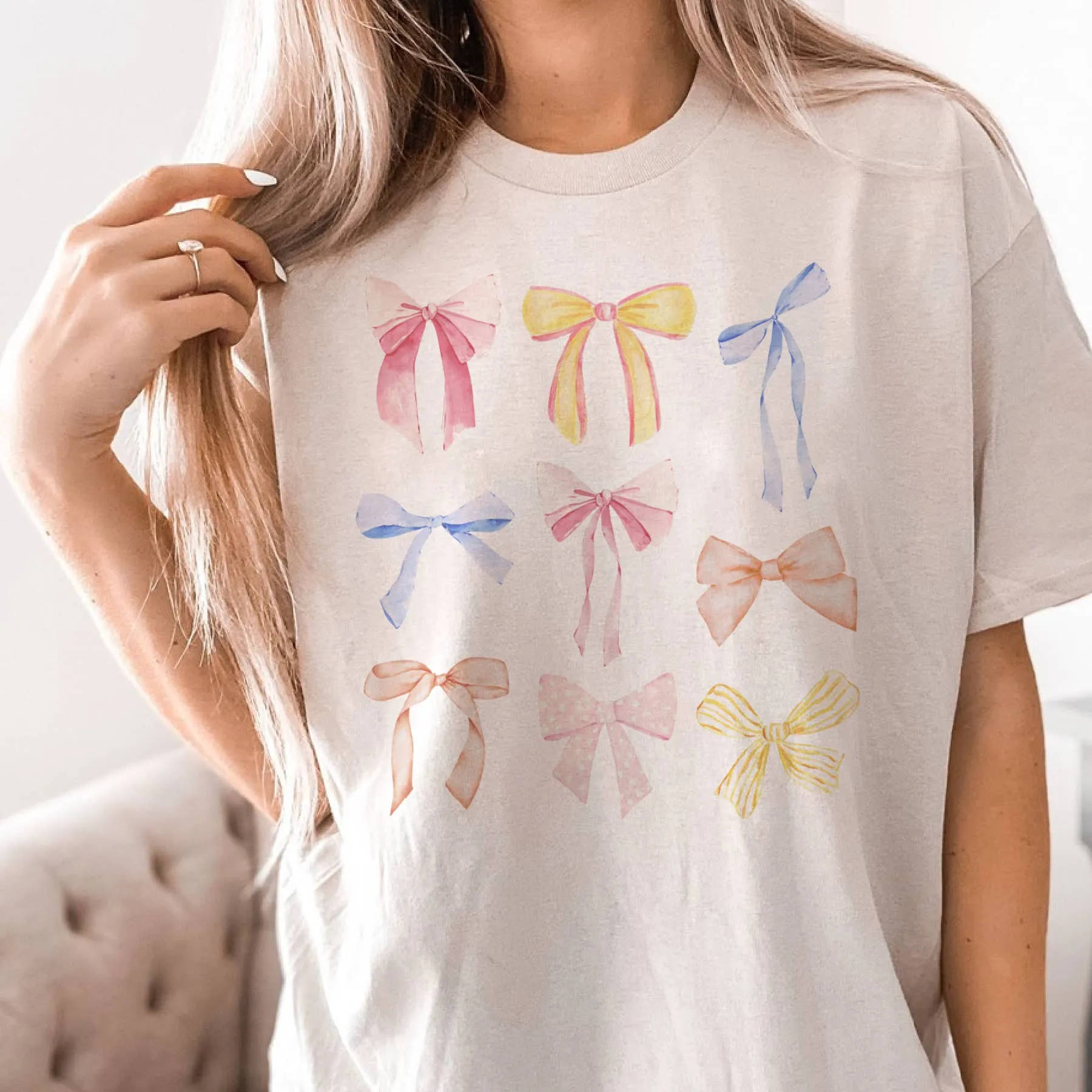 Coquette tee Pastel pink Bow Tshirts Bows and Easter Ribbon