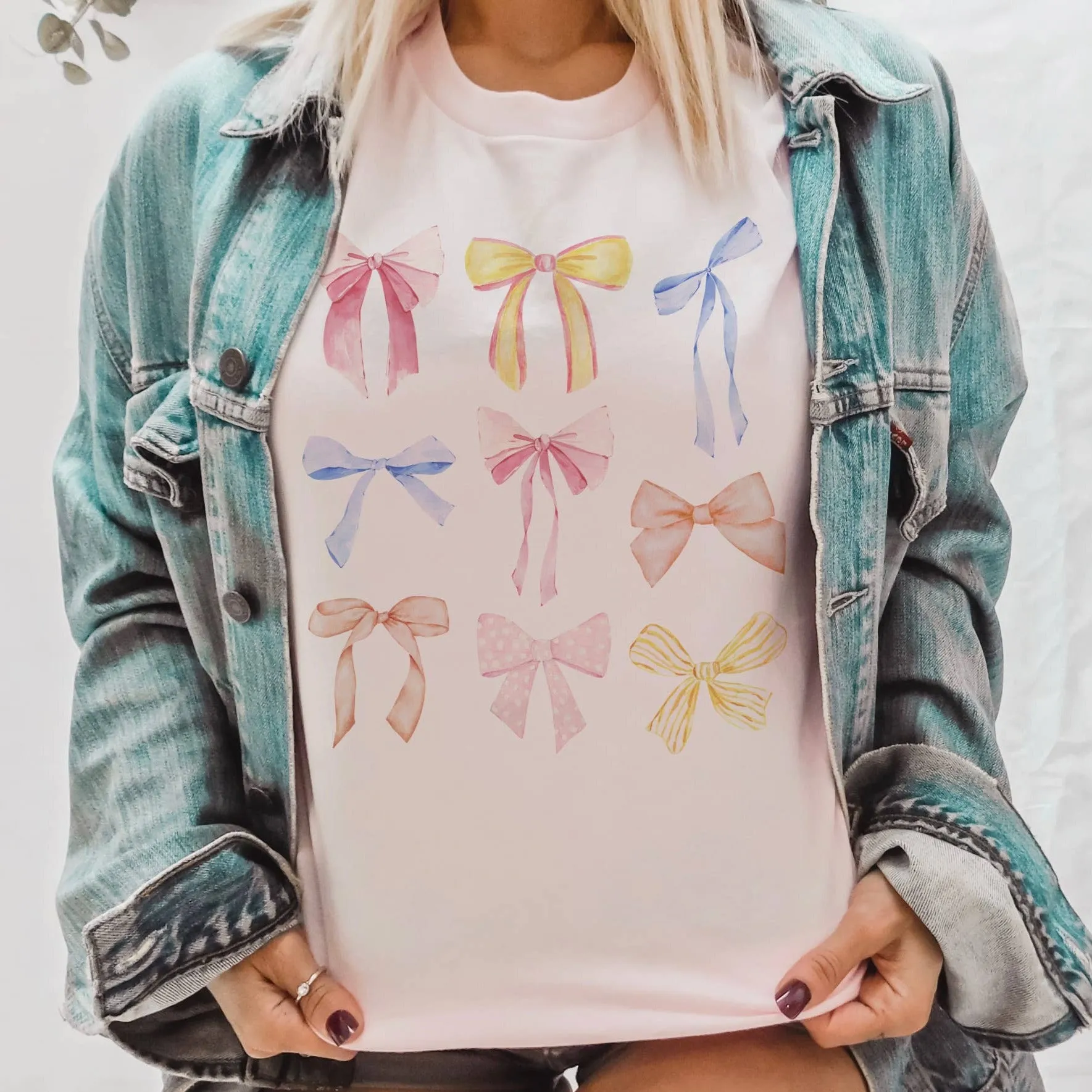 Coquette tee Pastel pink Bow Tshirts Bows and Easter Ribbon