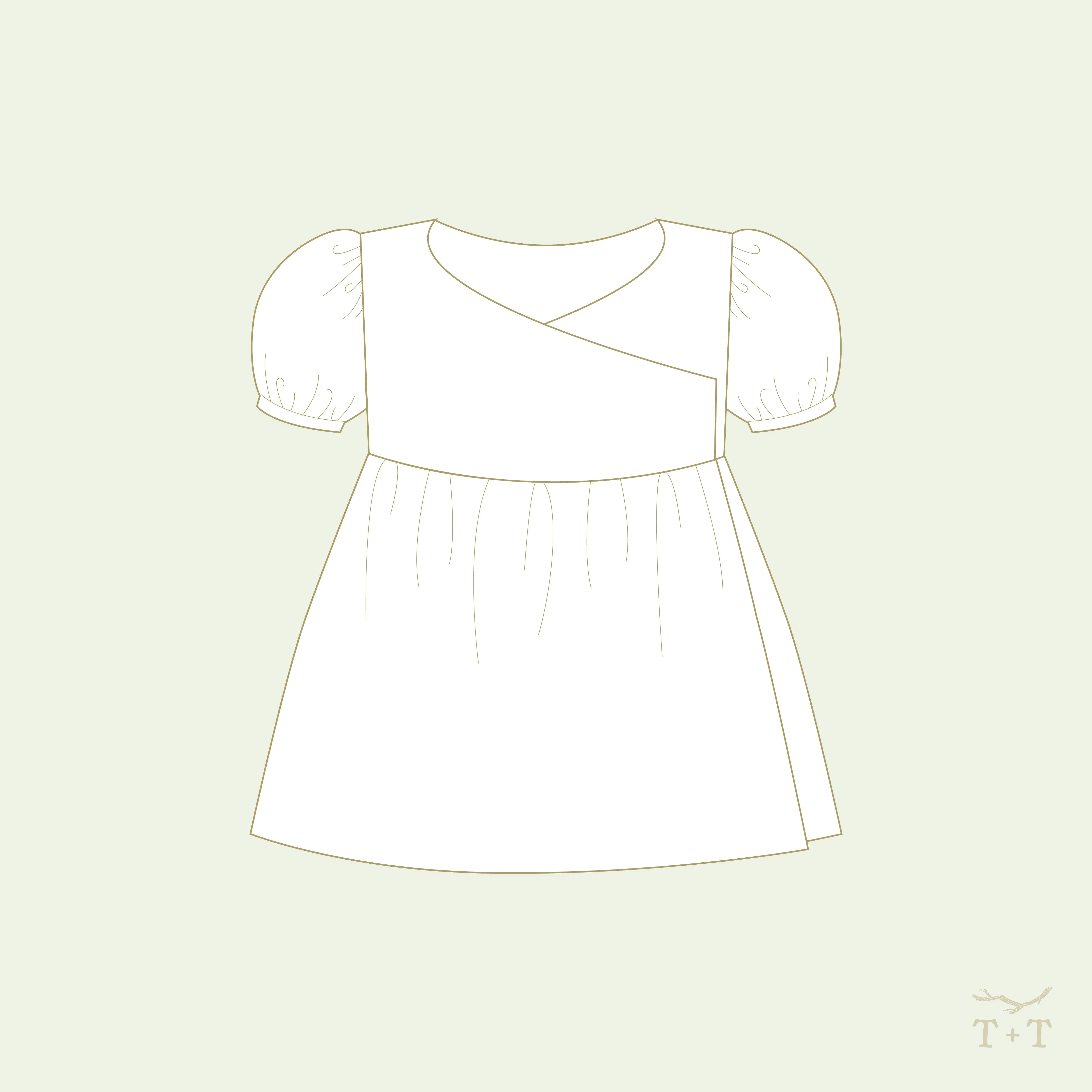 Crossover Dress Sewing Pattern - Doll