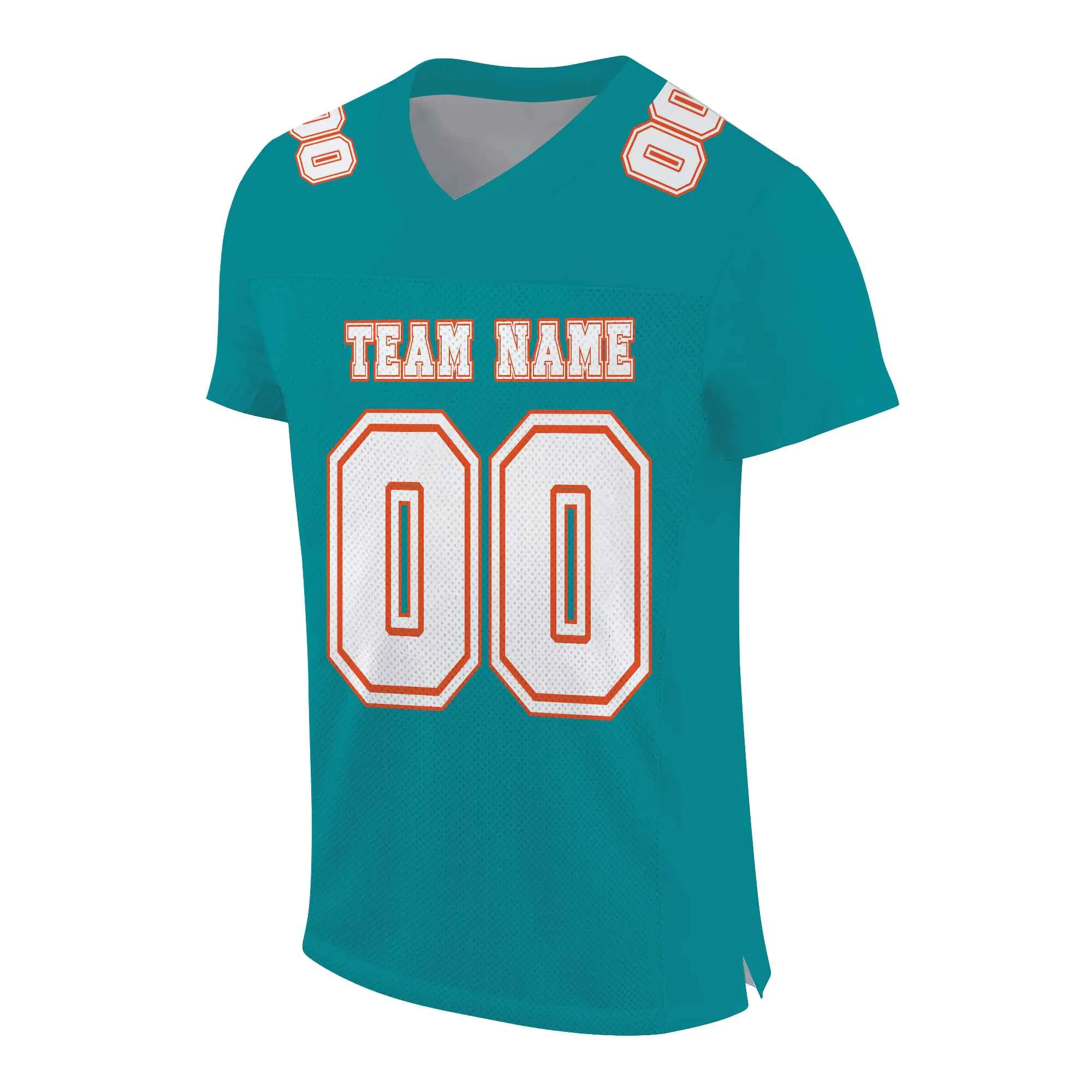 Custom Aqua White-Orange Mesh Authentic Football Jersey