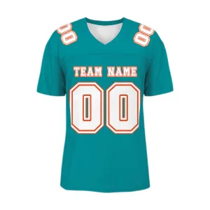Custom Aqua White-Orange Mesh Authentic Football Jersey