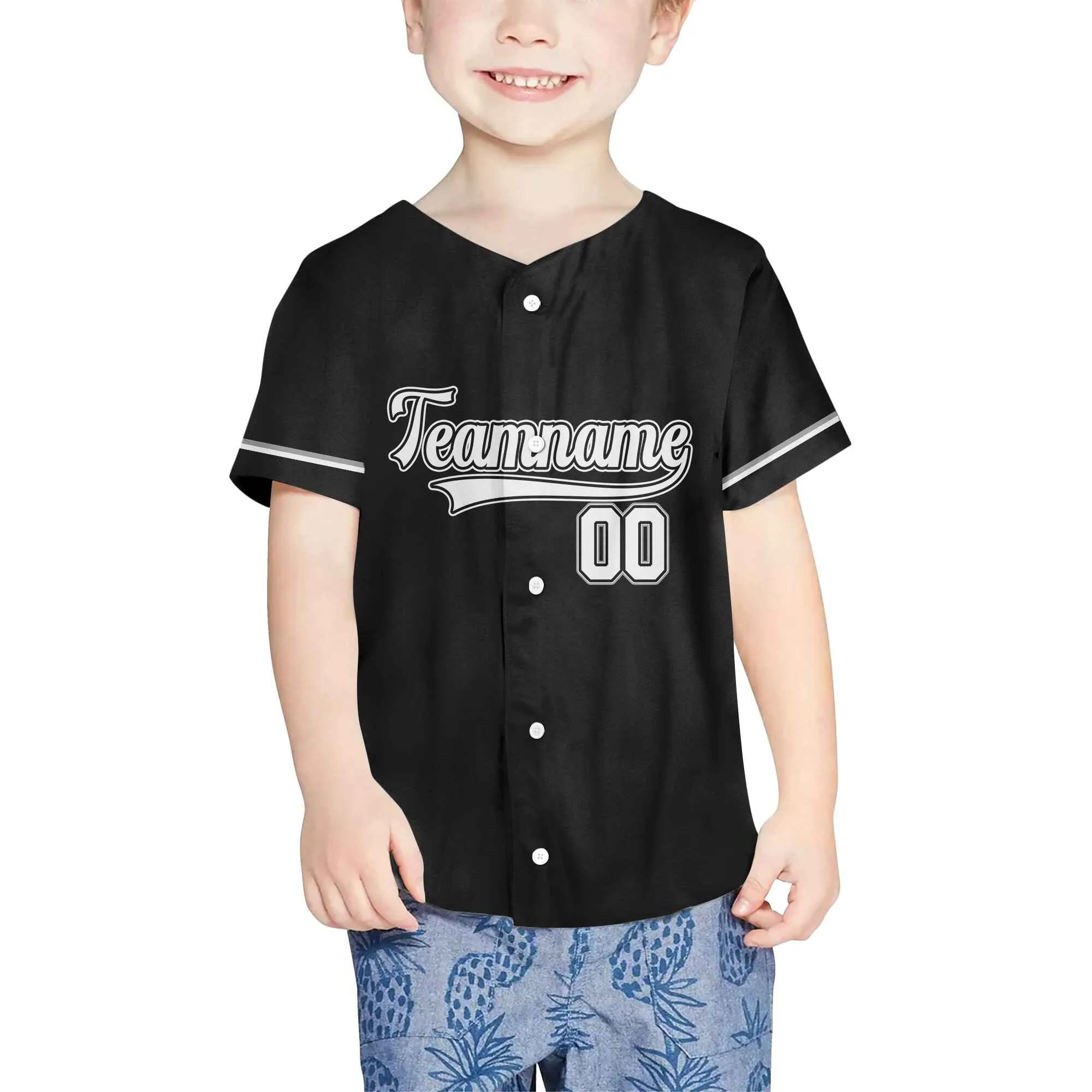 Custom Black White-Gray Baseball Jersey