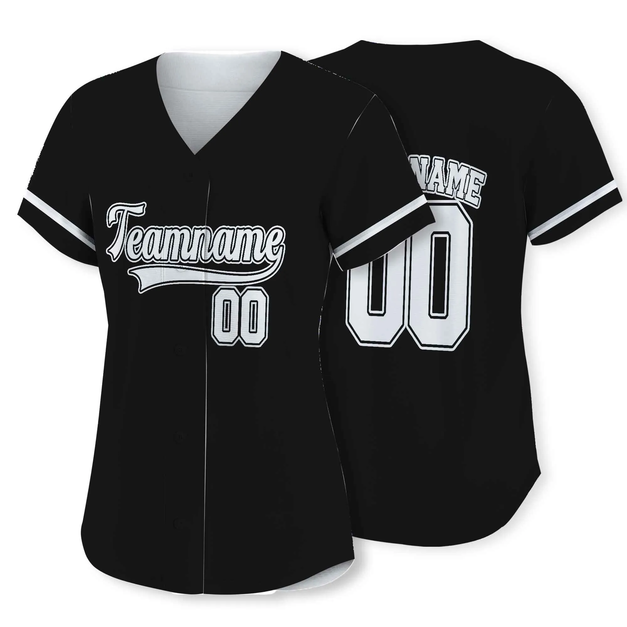 Custom Black White-Gray Baseball Jersey