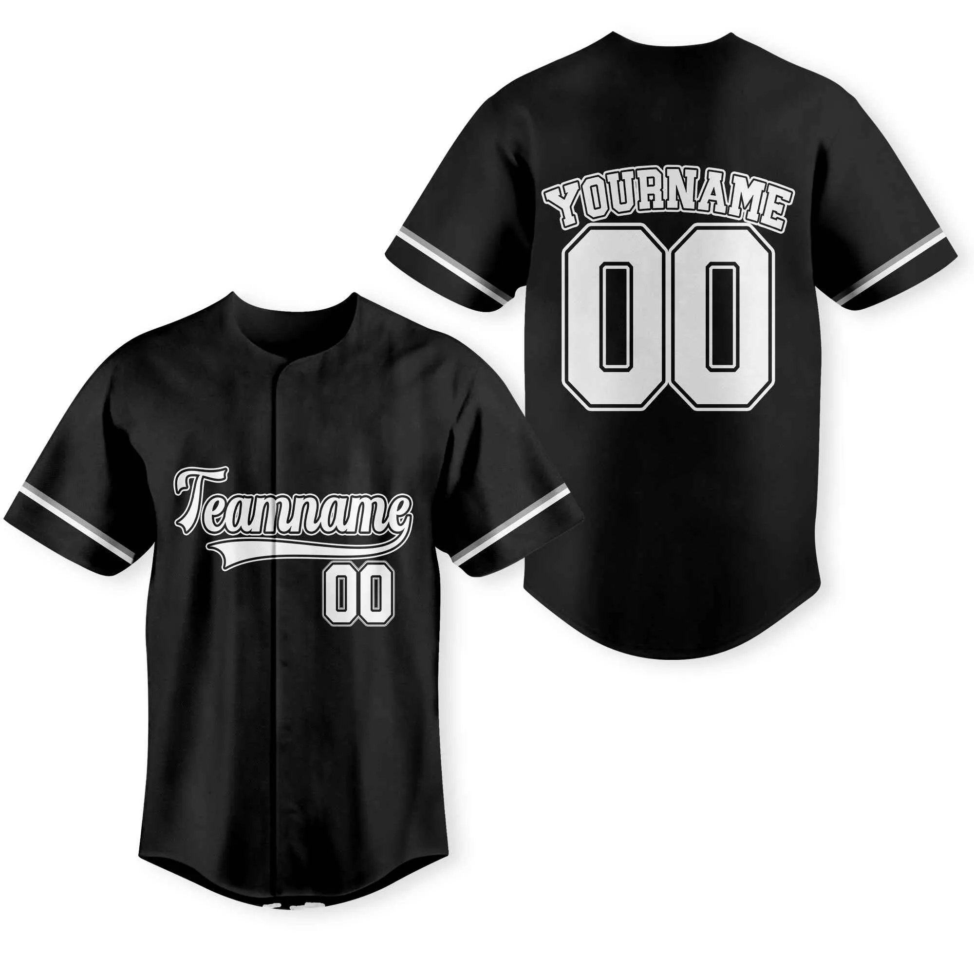 Custom Black White-Gray Baseball Jersey