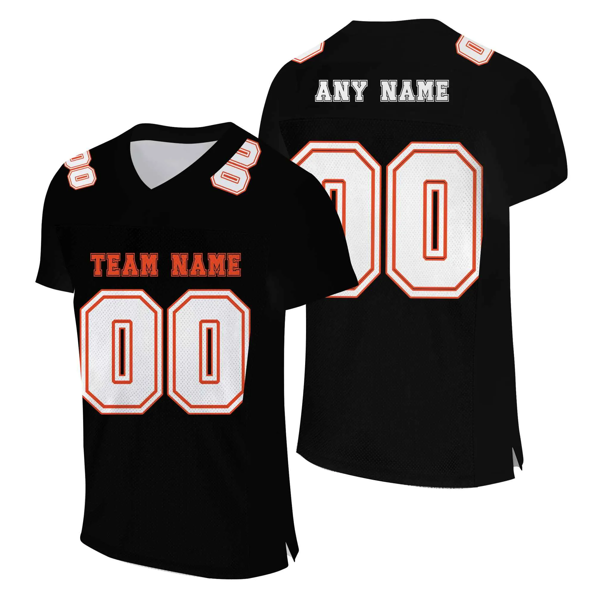 Custom Black White-Orange Mesh Authentic Football Jersey
