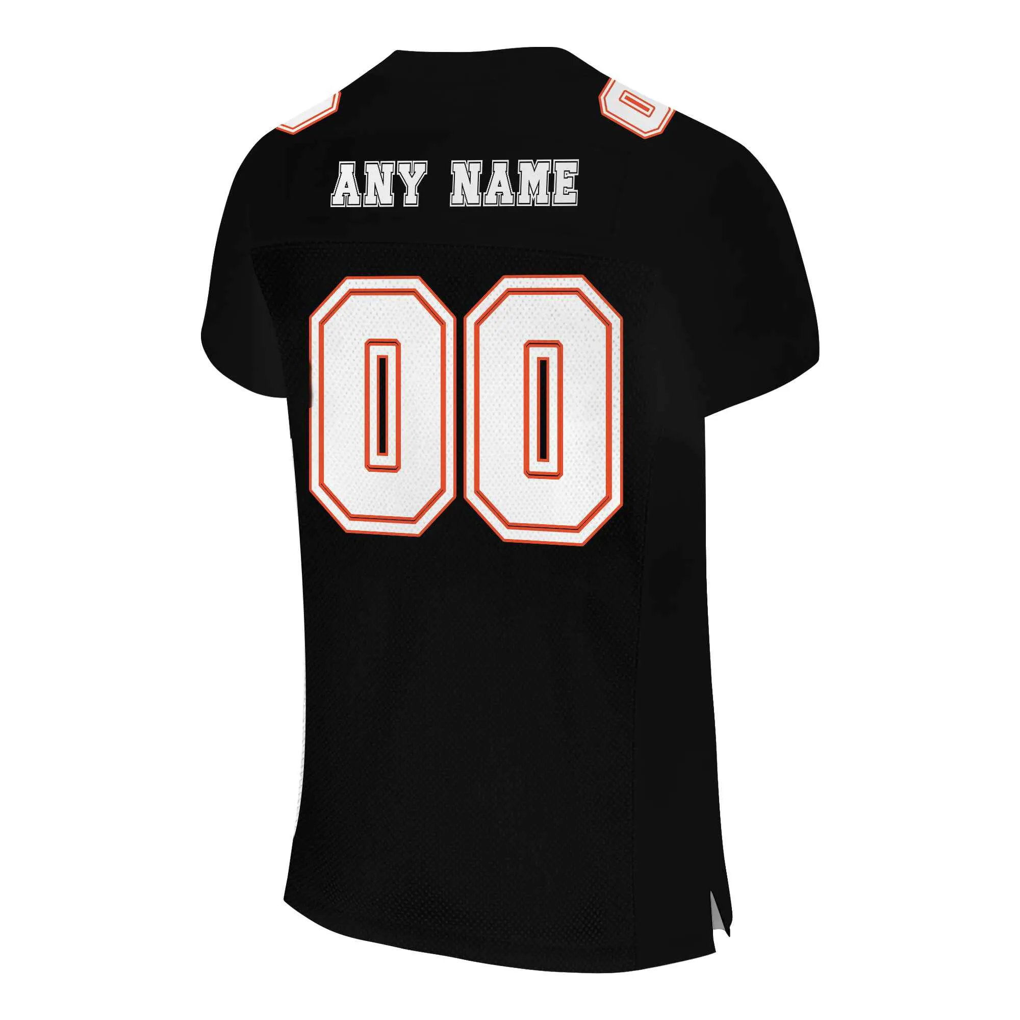 Custom Black White-Orange Mesh Authentic Football Jersey