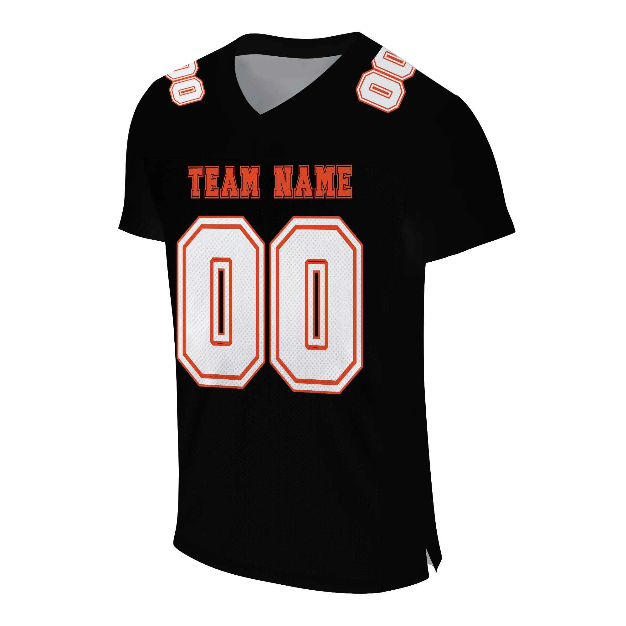 Custom Black White-Orange Mesh Authentic Football Jersey