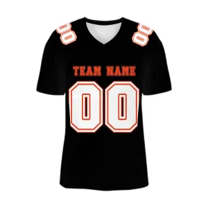 Custom Black White-Orange Mesh Authentic Football Jersey