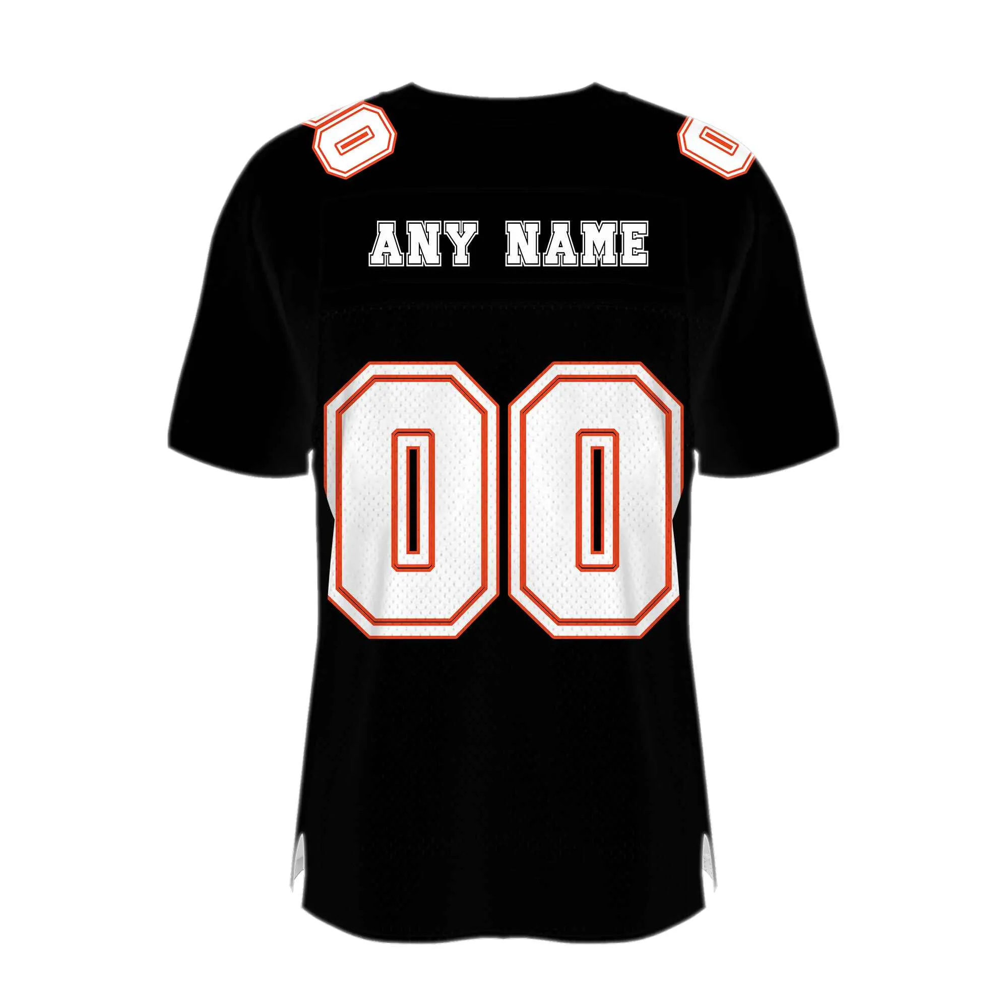Custom Black White-Orange Mesh Authentic Football Jersey