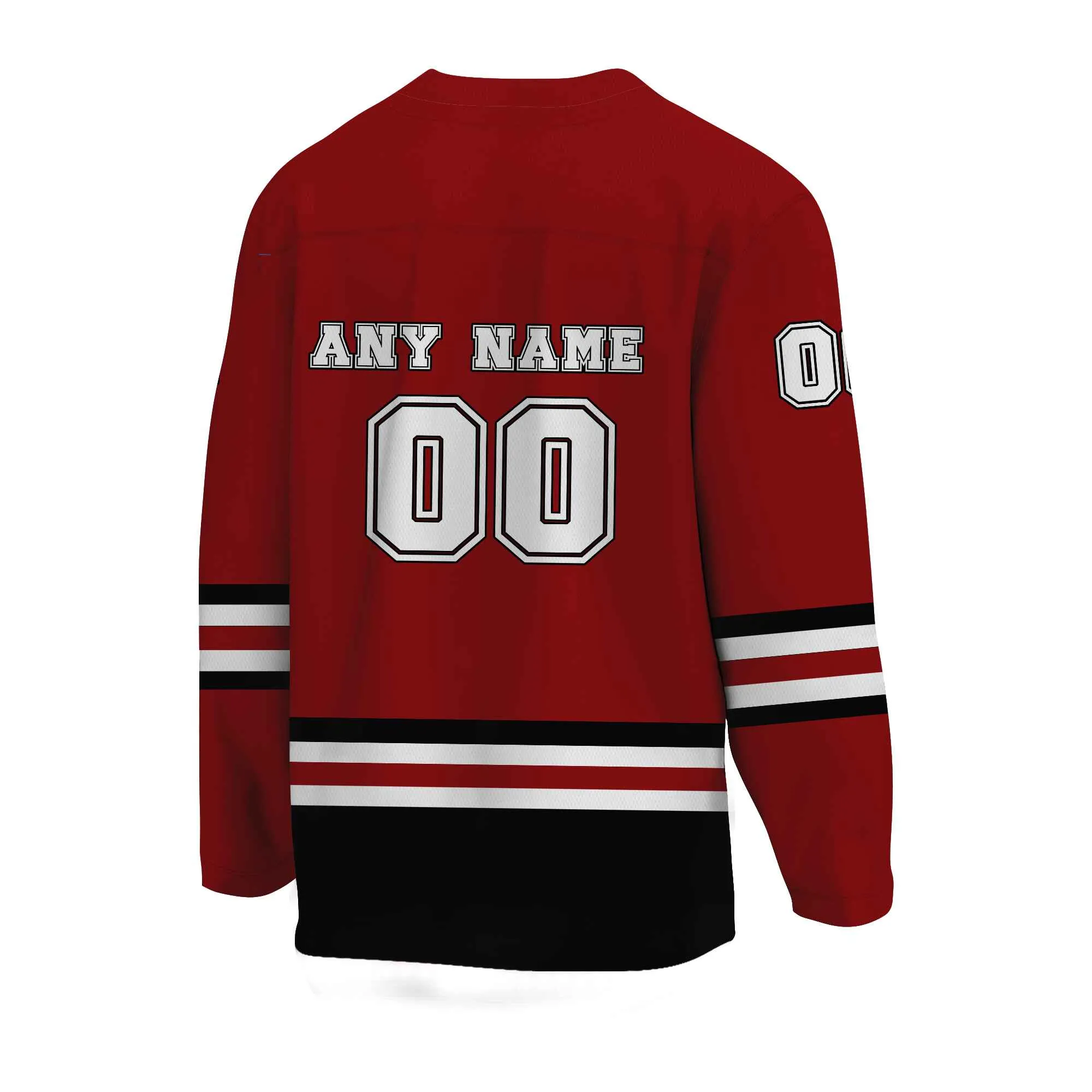 Custom Burgundy Black-White Hockey Jersey