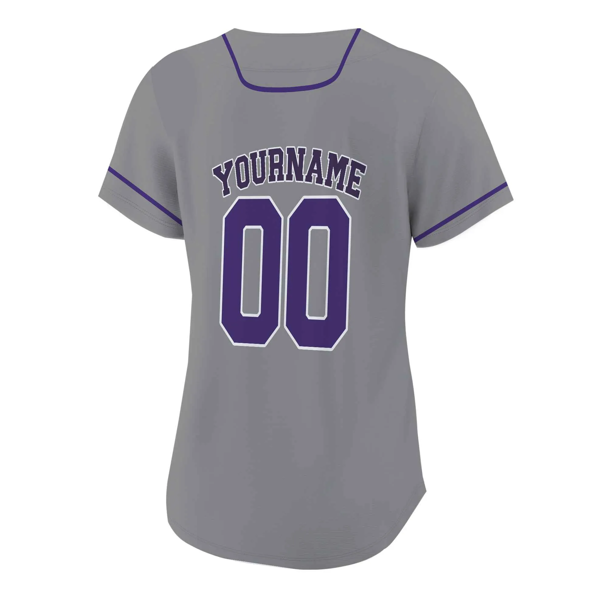 Custom Gray Purple-White Authentic Baseball Jersey