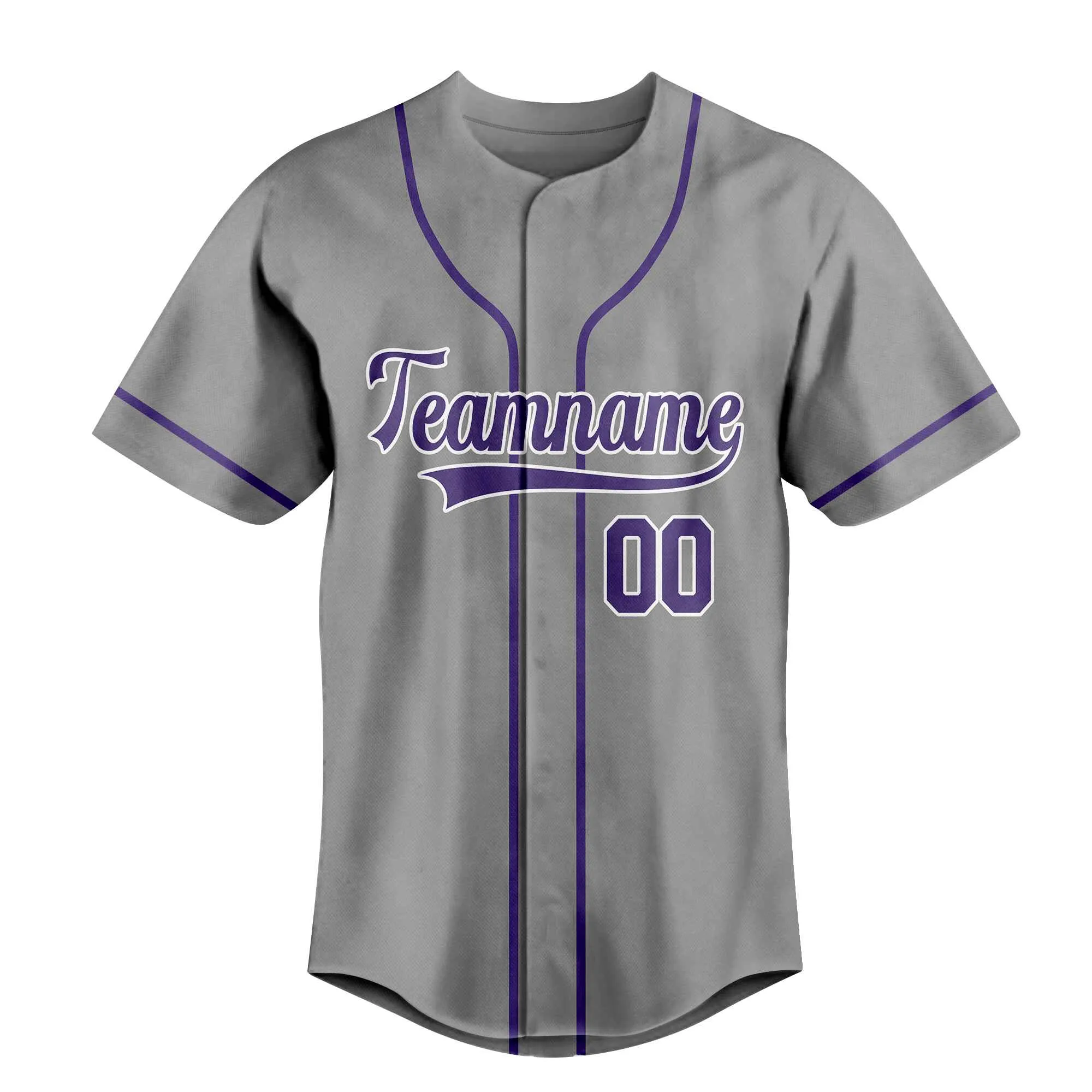 Custom Gray Purple-White Authentic Baseball Jersey