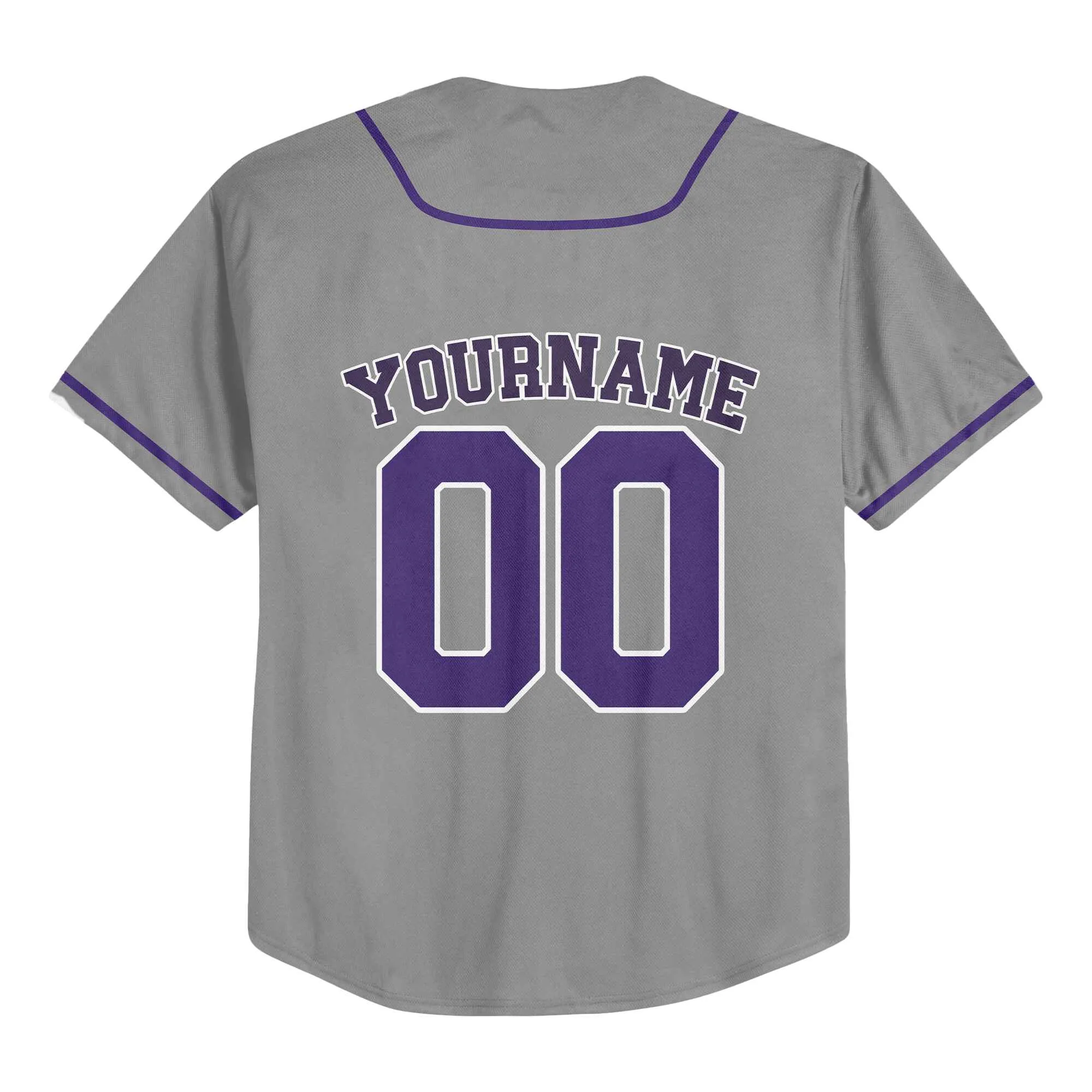 Custom Gray Purple-White Authentic Baseball Jersey