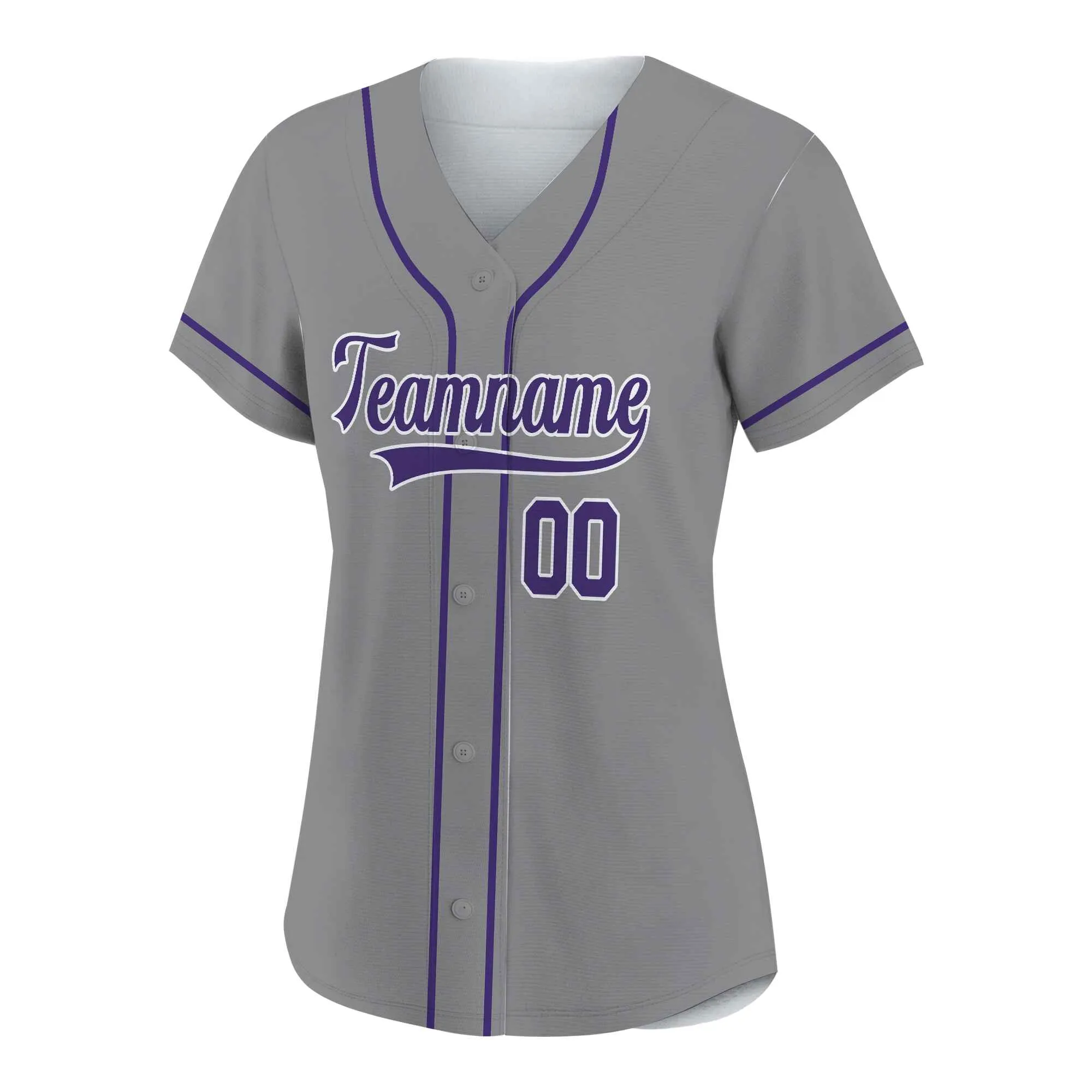 Custom Gray Purple-White Authentic Baseball Jersey