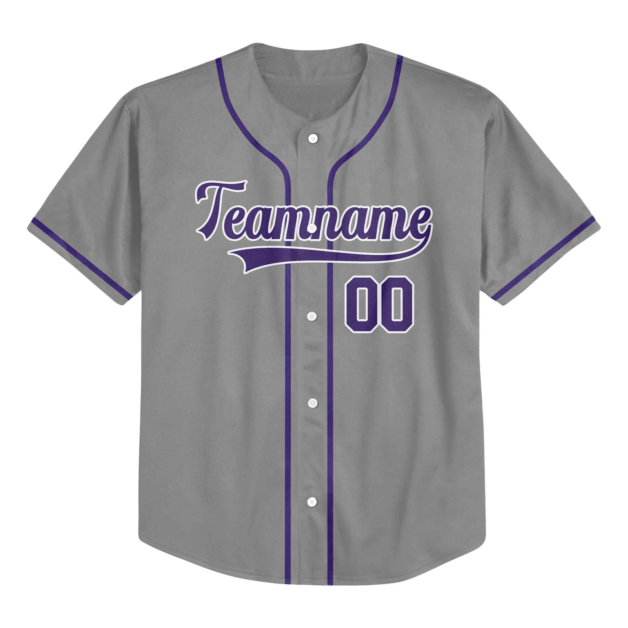 Custom Gray Purple-White Authentic Baseball Jersey