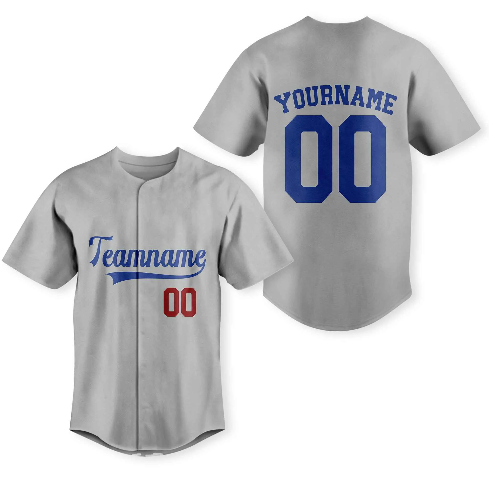 Custom Gray Red-Royal Baseball Jersey