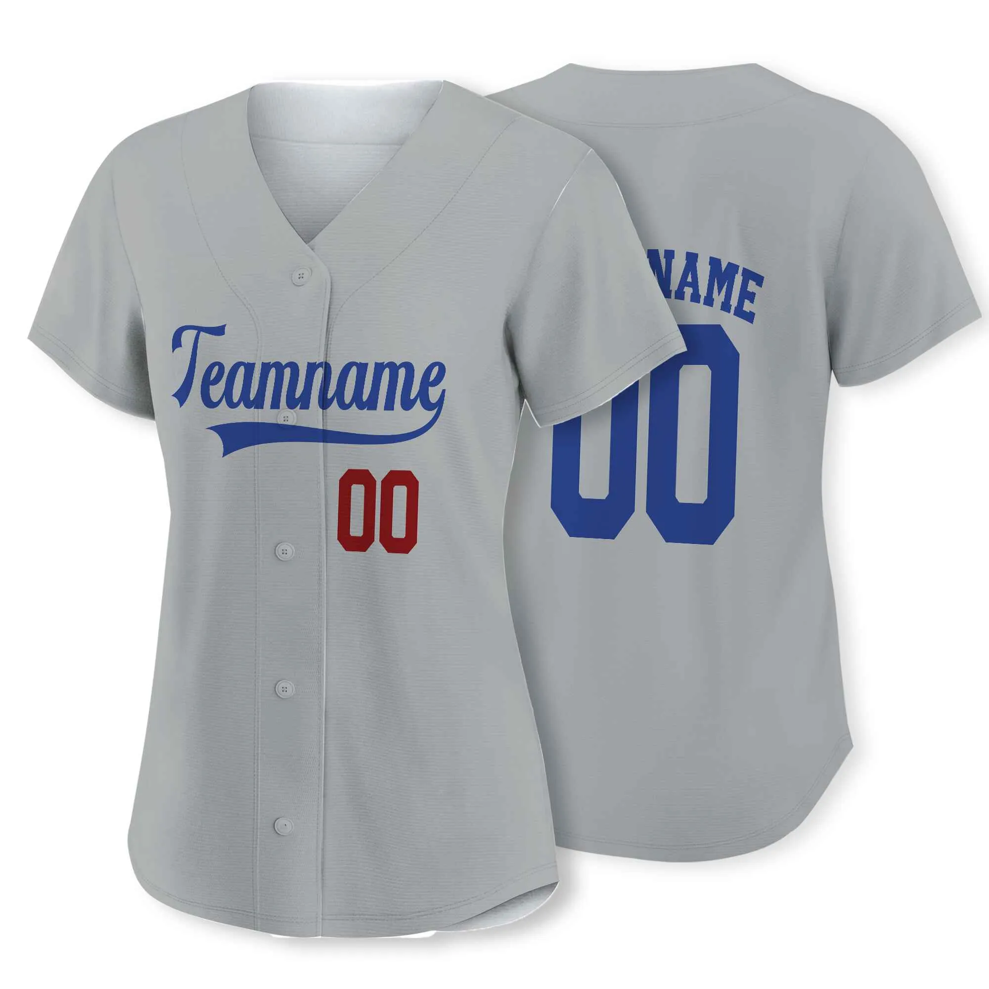 Custom Gray Red-Royal Baseball Jersey
