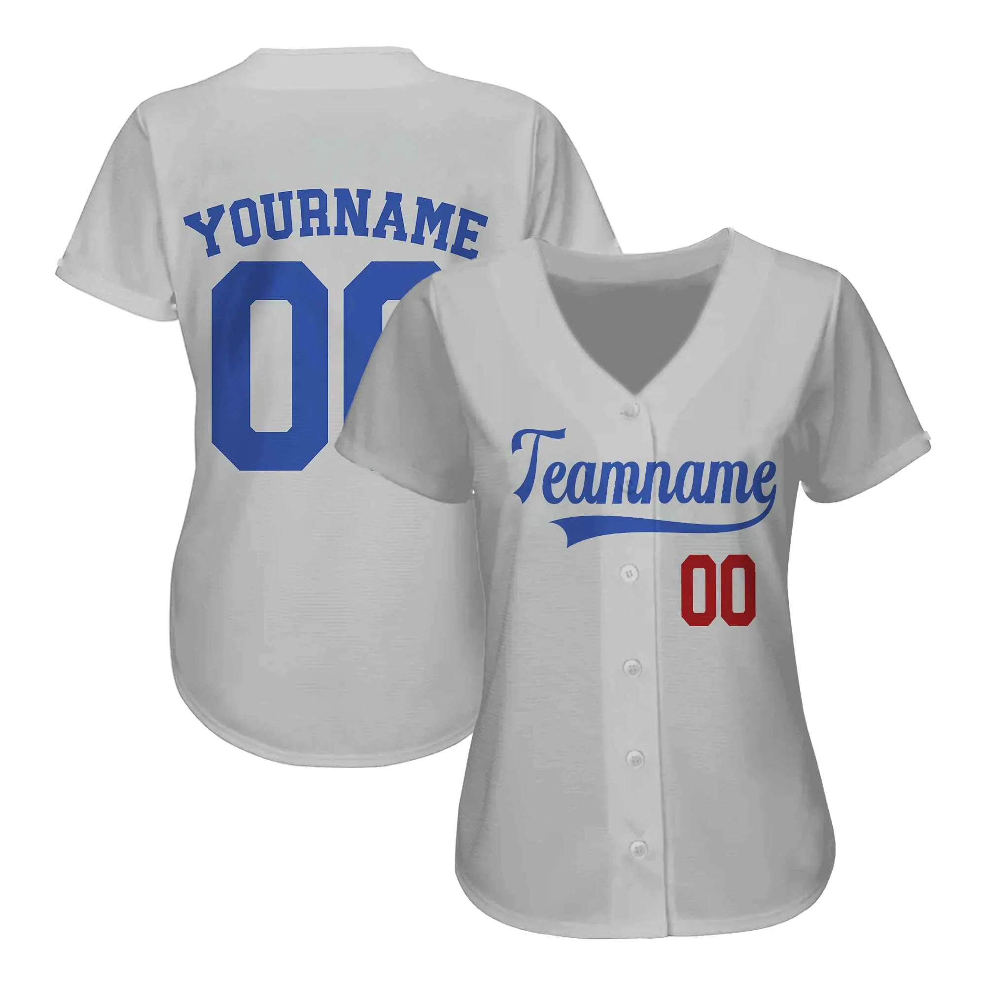 Custom Gray Red-Royal Baseball Jersey
