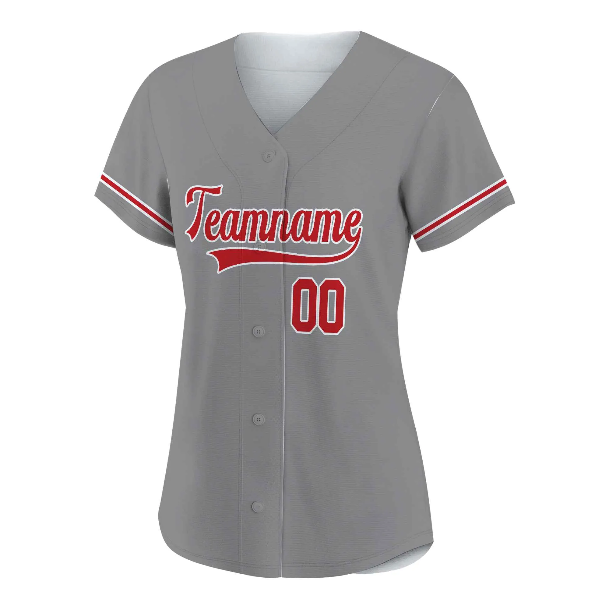 Custom Gray Red-White Authentic Baseball Jersey