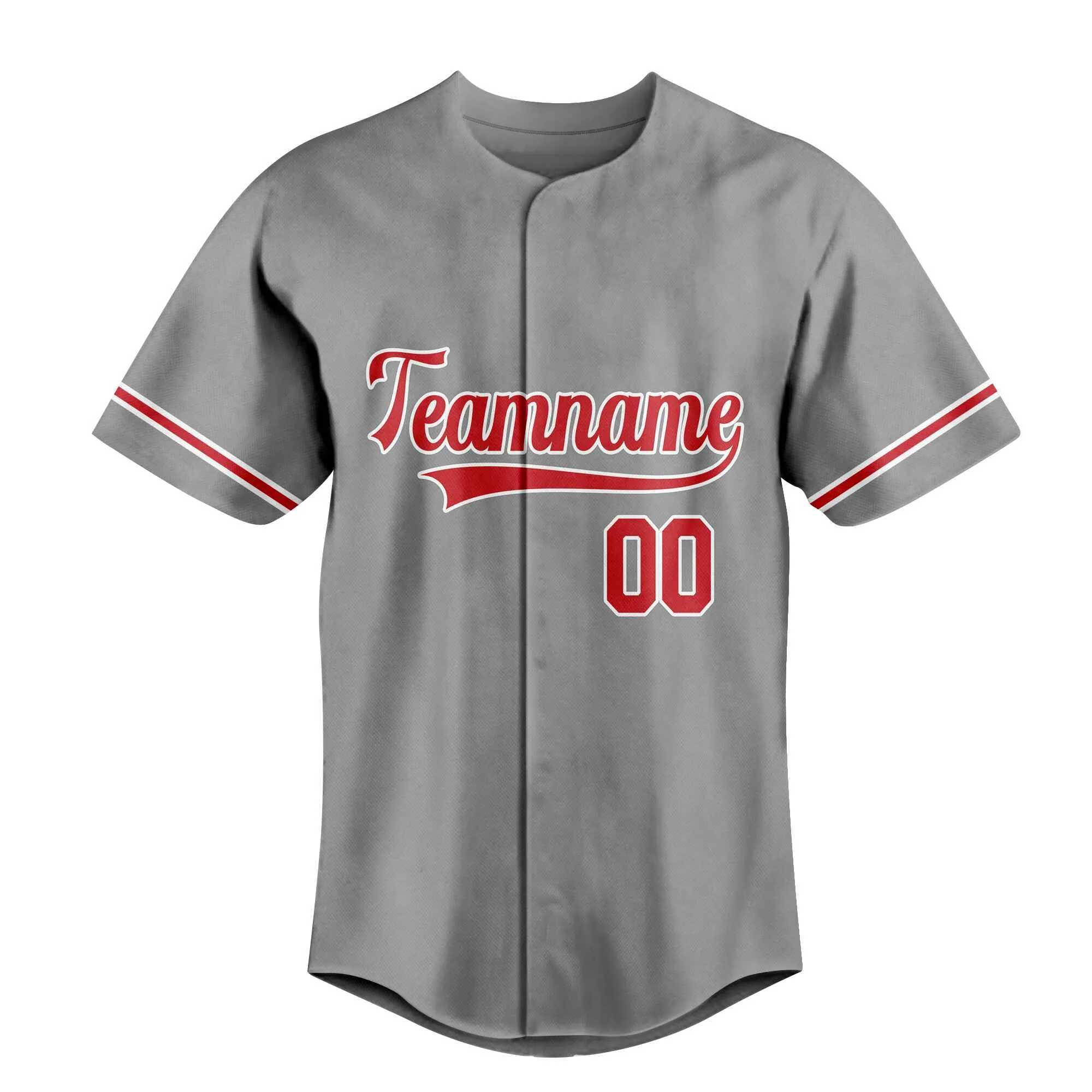 Custom Gray Red-White Authentic Baseball Jersey