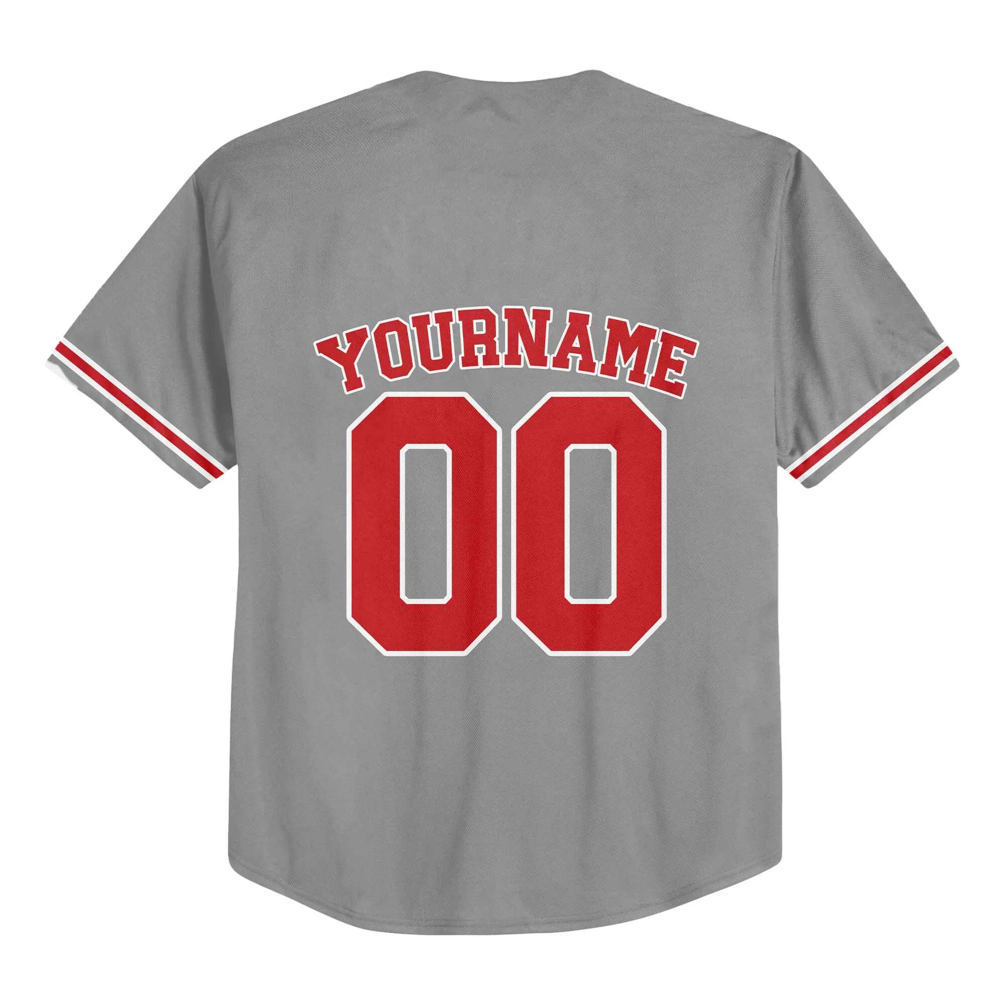 Custom Gray Red-White Authentic Baseball Jersey
