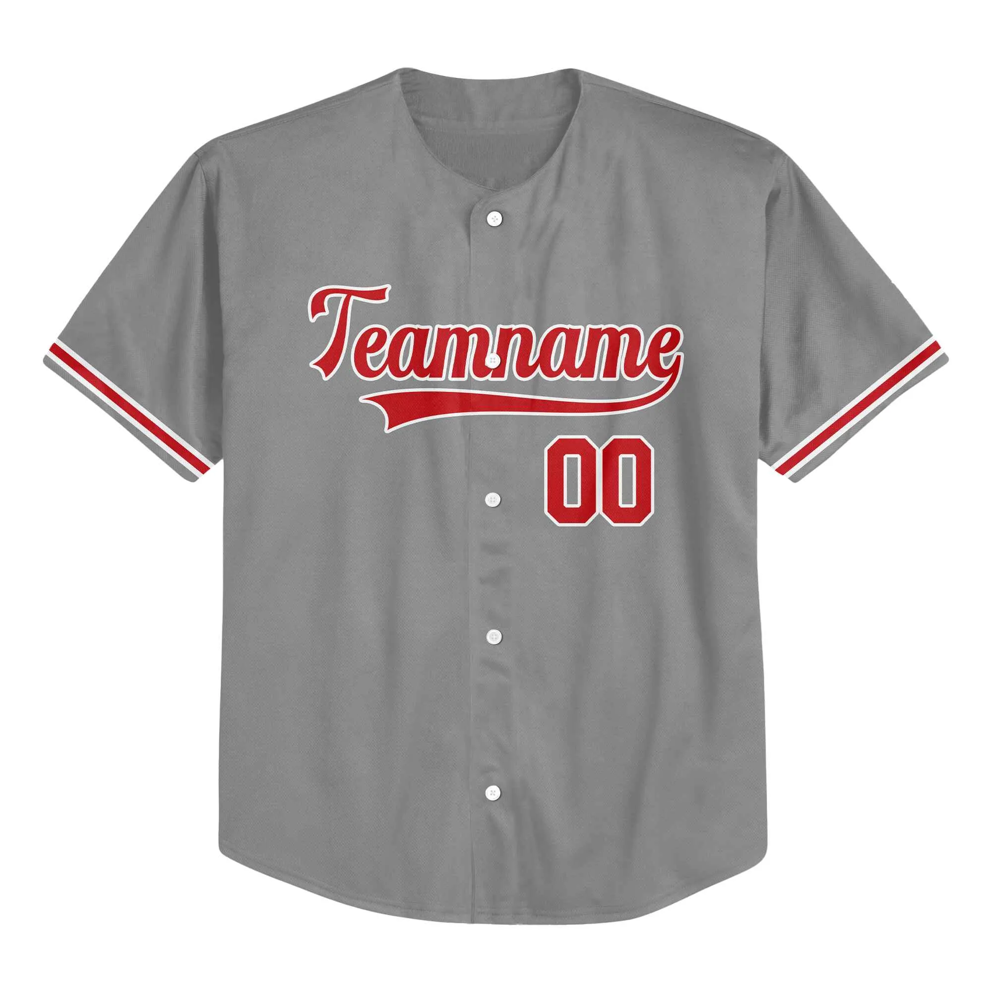 Custom Gray Red-White Authentic Baseball Jersey