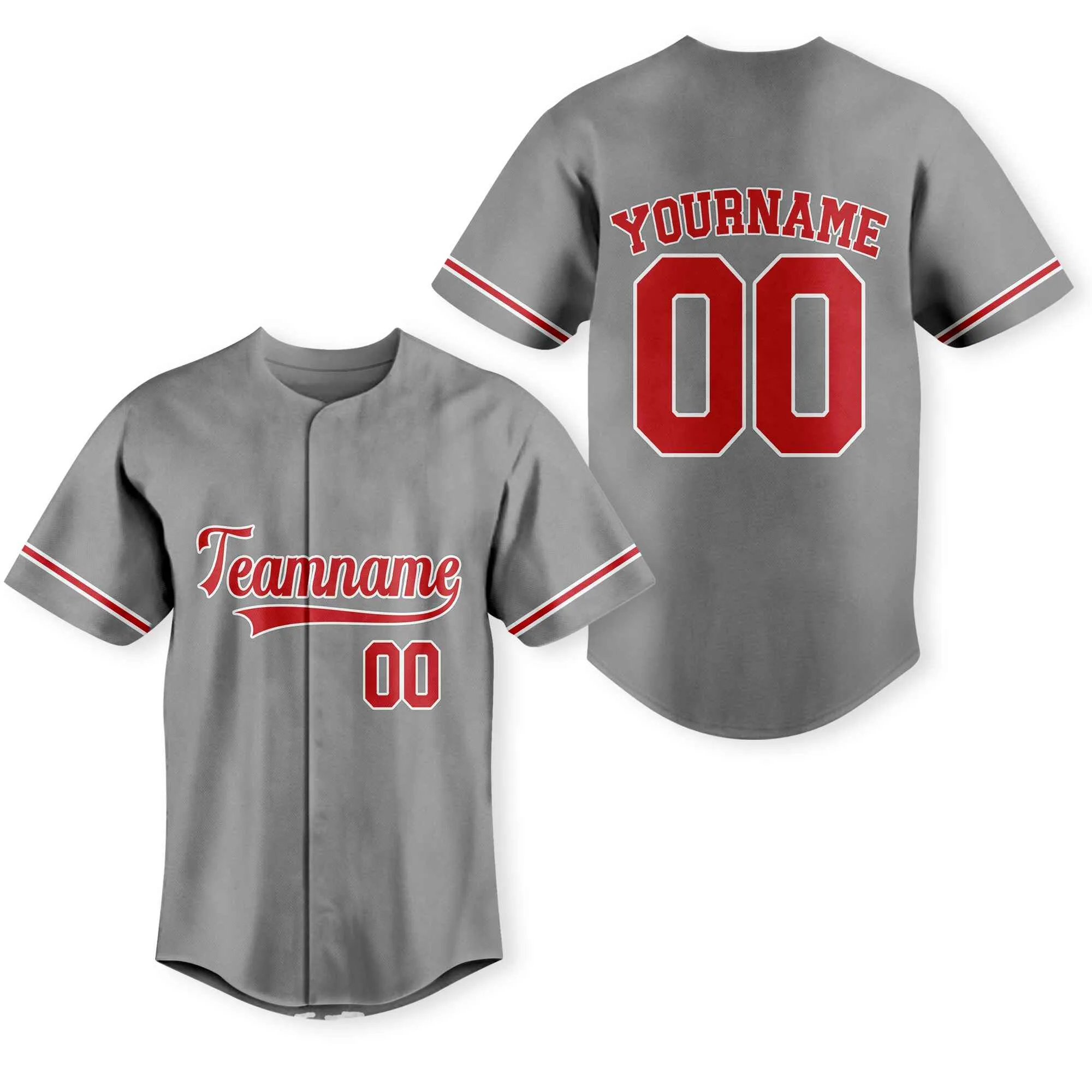 Custom Gray Red-White Authentic Baseball Jersey