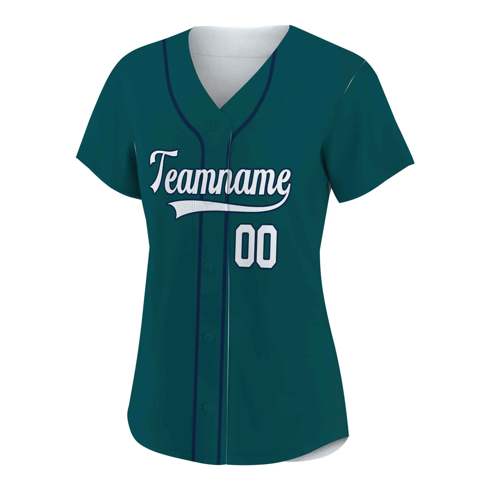 Custom Midnight Green White-Navy Authentic Baseball Jersey