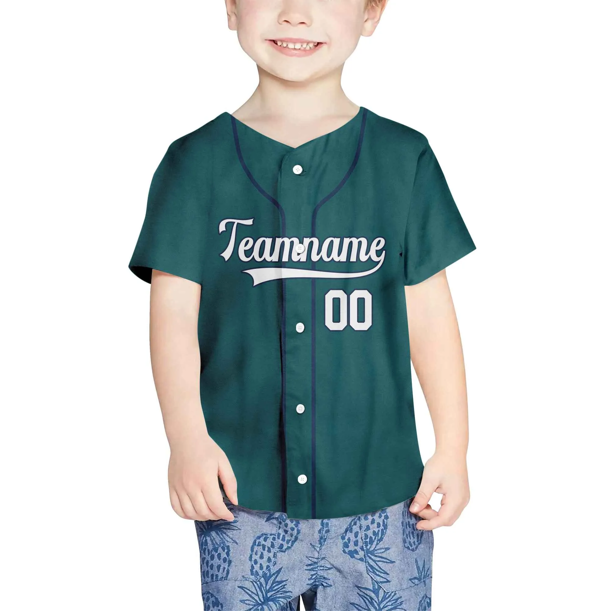 Custom Midnight Green White-Navy Authentic Baseball Jersey
