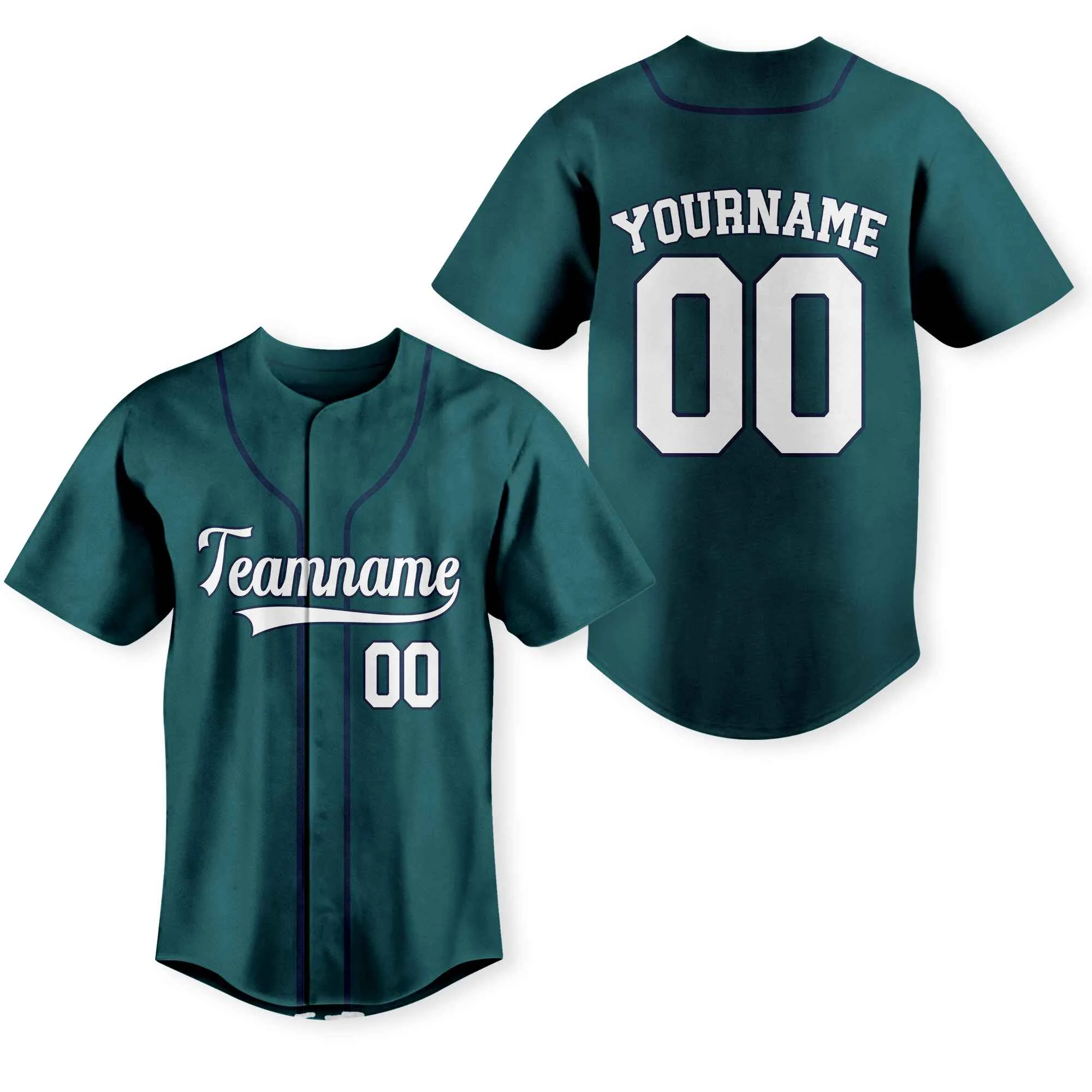 Custom Midnight Green White-Navy Authentic Baseball Jersey