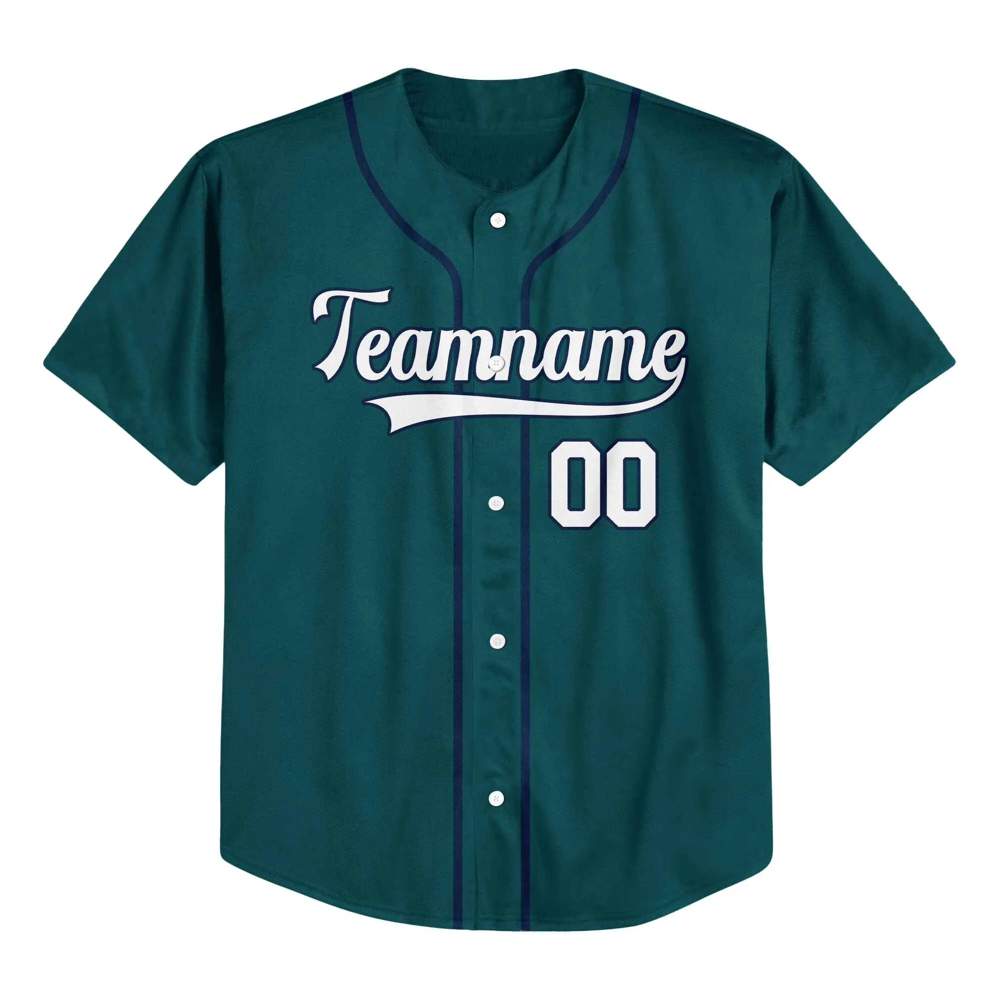 Custom Midnight Green White-Navy Authentic Baseball Jersey
