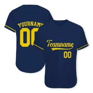 Custom Navy Gold Authentic Baseball Jersey