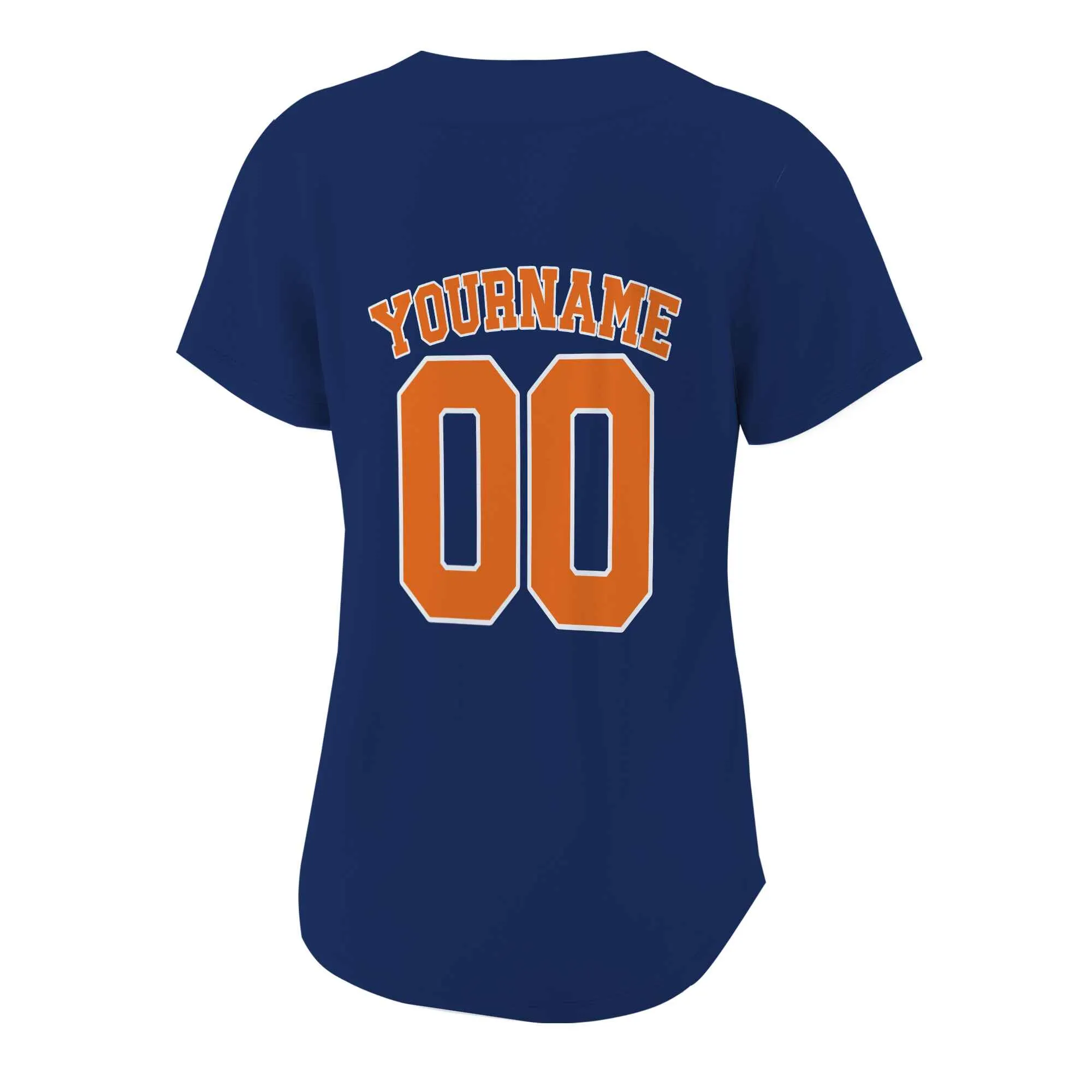 Custom Navy Orange-White Authentic Baseball Jersey 01