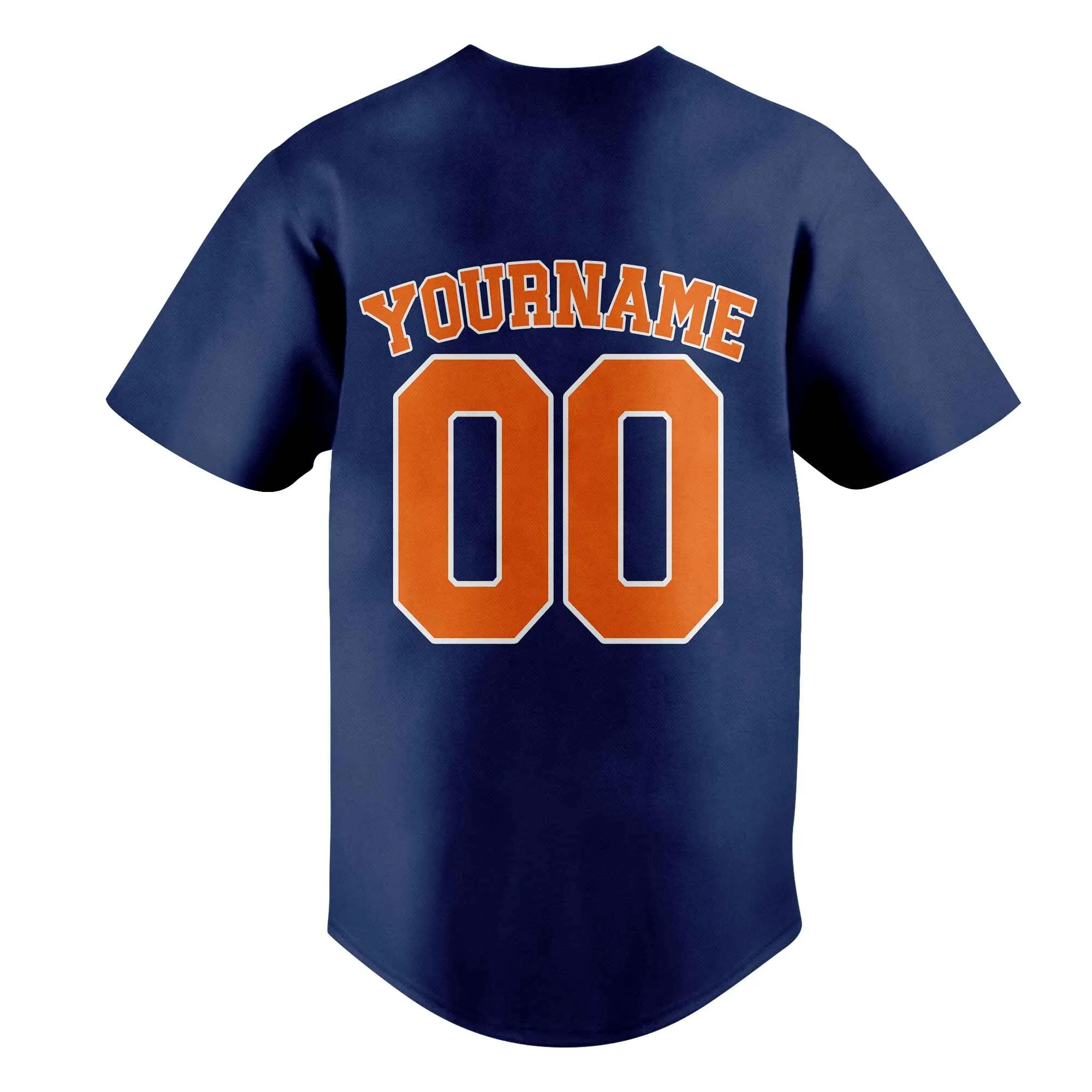 Custom Navy Orange-White Authentic Baseball Jersey 01