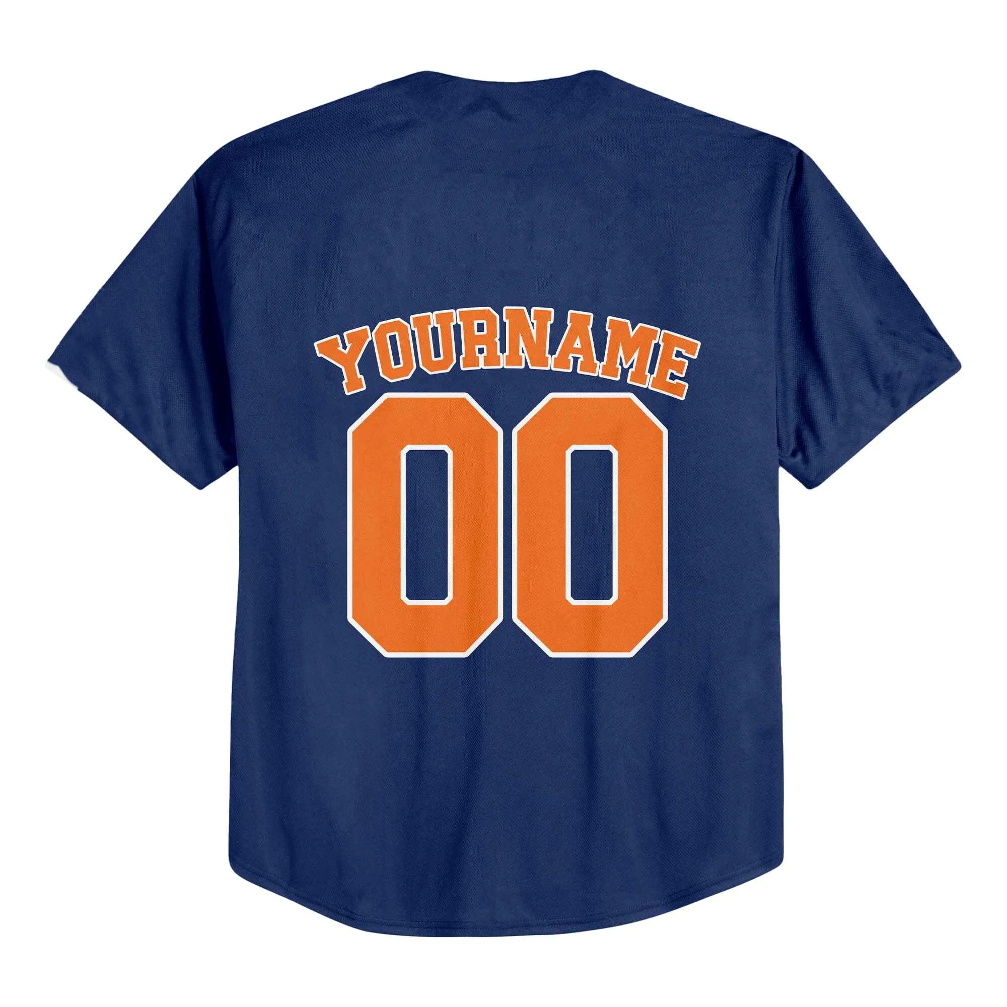 Custom Navy Orange-White Authentic Baseball Jersey 01