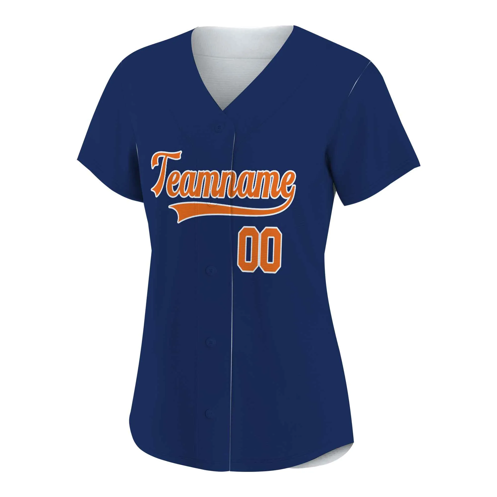 Custom Navy Orange-White Authentic Baseball Jersey 01