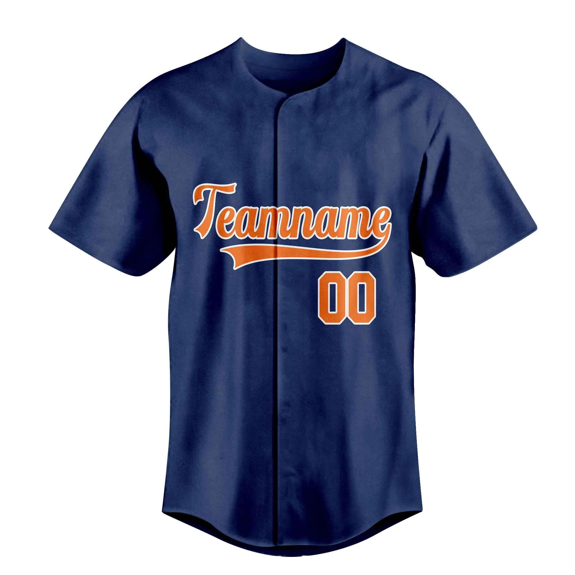 Custom Navy Orange-White Authentic Baseball Jersey 01