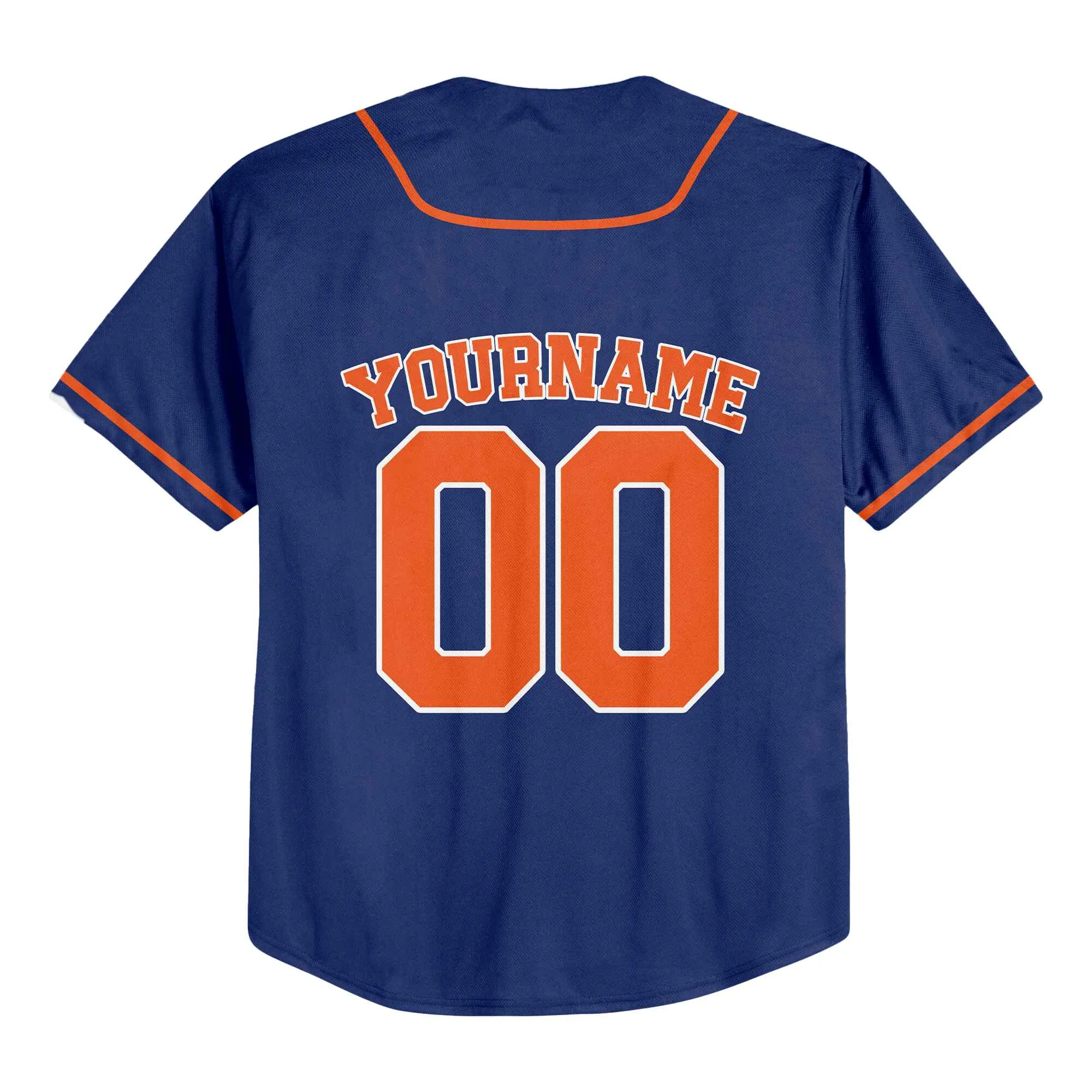Custom Navy Orange-White Authentic Baseball Jersey 02