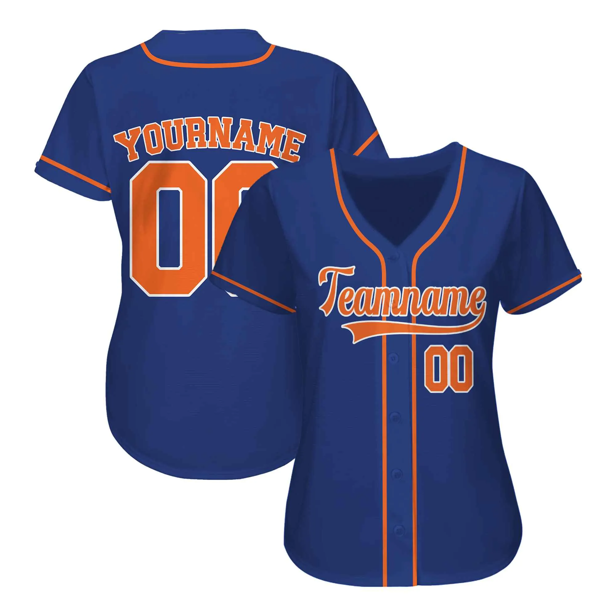 Custom Navy Orange-White Authentic Baseball Jersey 02