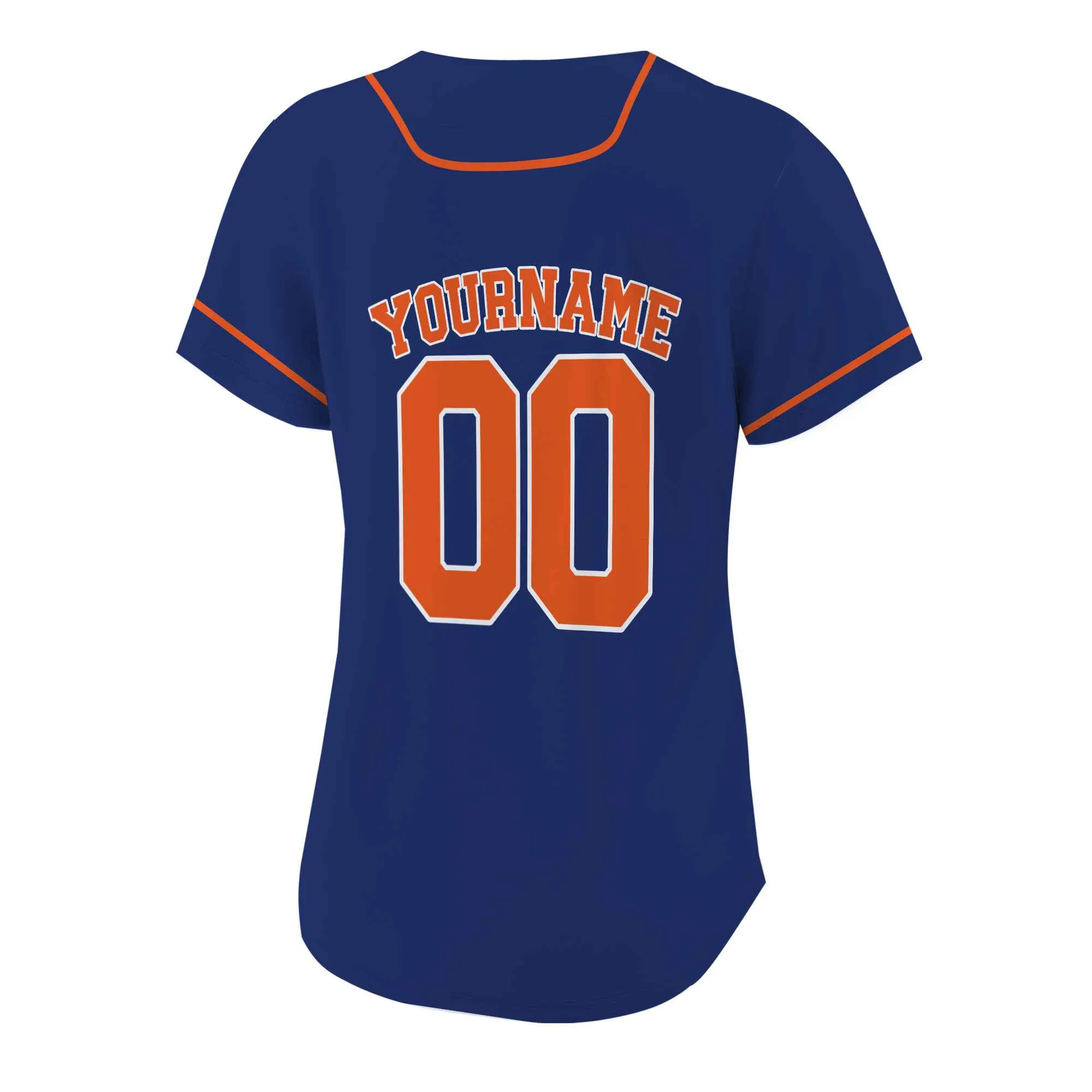 Custom Navy Orange-White Authentic Baseball Jersey 02