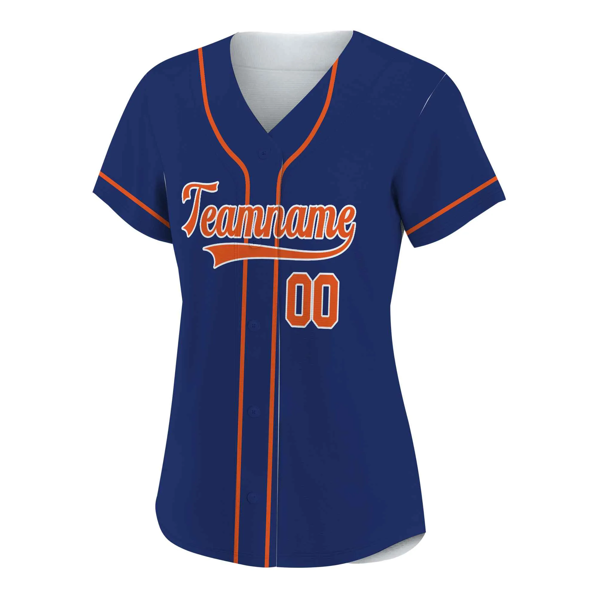 Custom Navy Orange-White Authentic Baseball Jersey 02